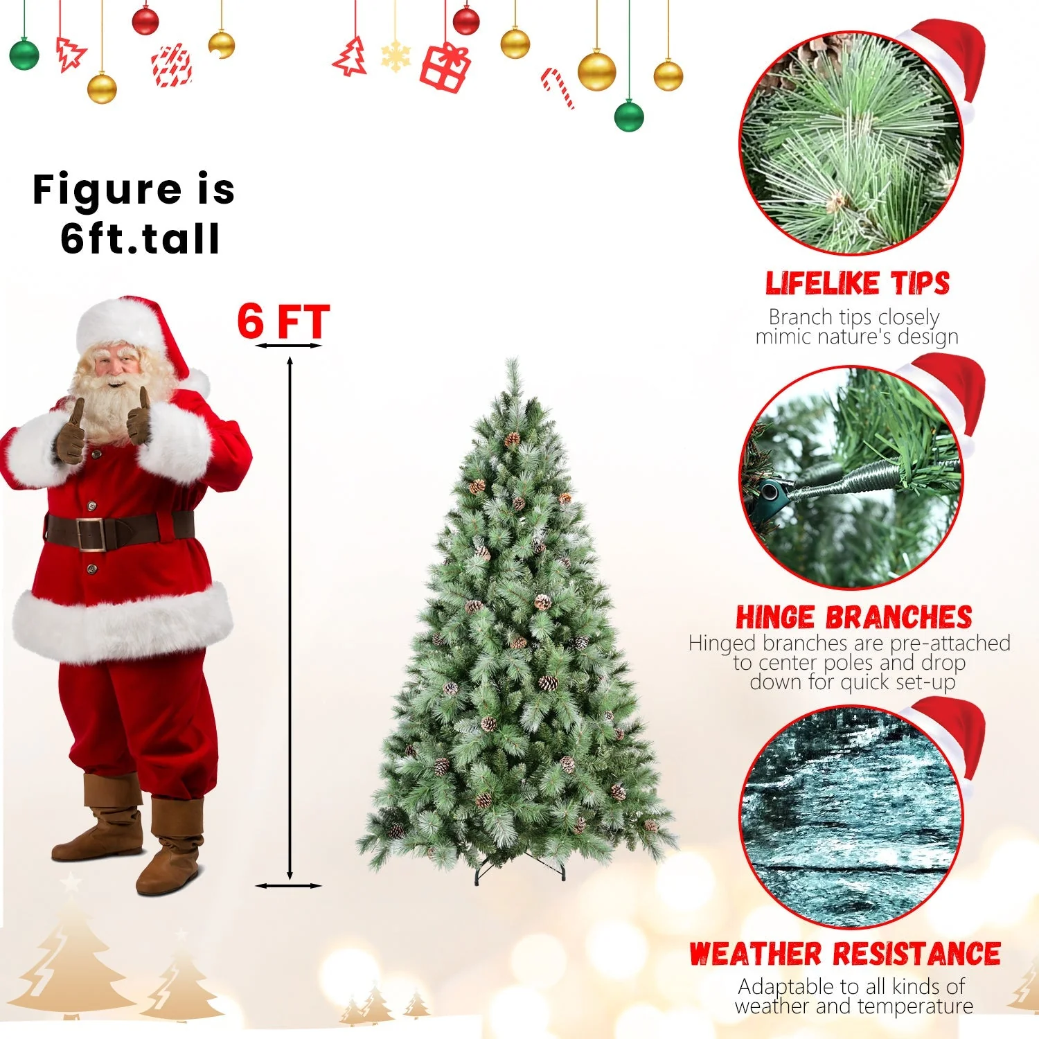 8 Ft The Full-Bodied Pre-Decorated Pinecone Christmas Tree - Image 11