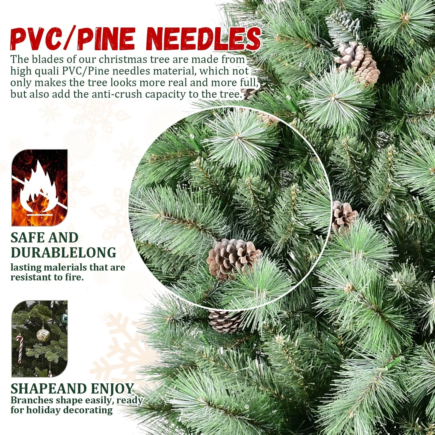 8 Ft The Full-Bodied Pre-Decorated Pinecone Christmas Tree - Image 4