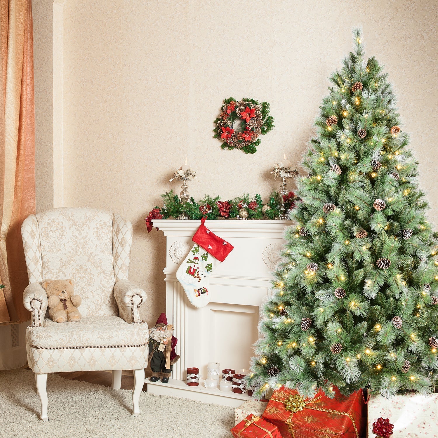 8 Ft The Full-Bodied Pre-Decorated Pinecone Christmas Tree - Image 6