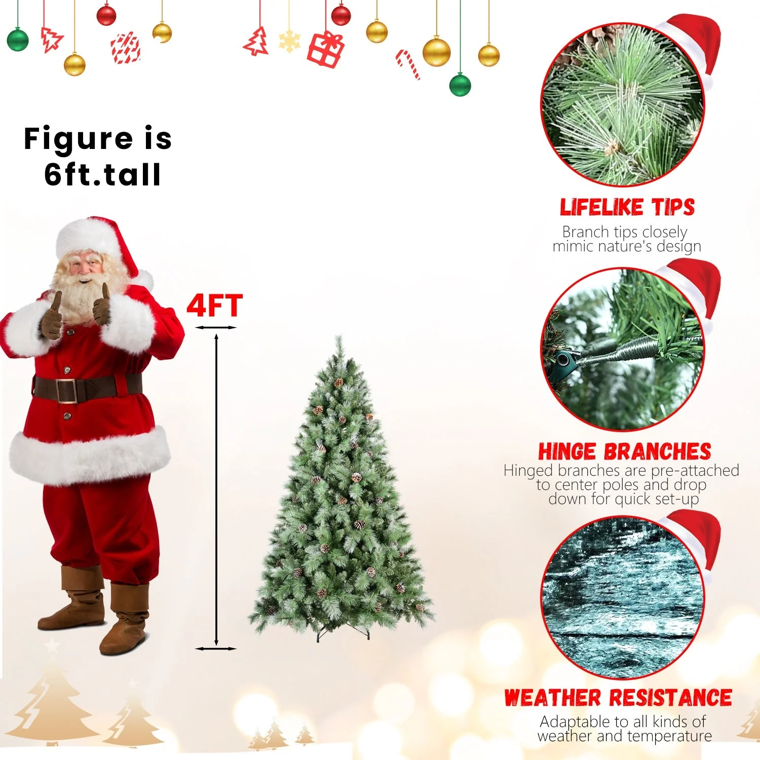 8 Ft The Full-Bodied Pre-Decorated Pinecone Christmas Tree - Image 9