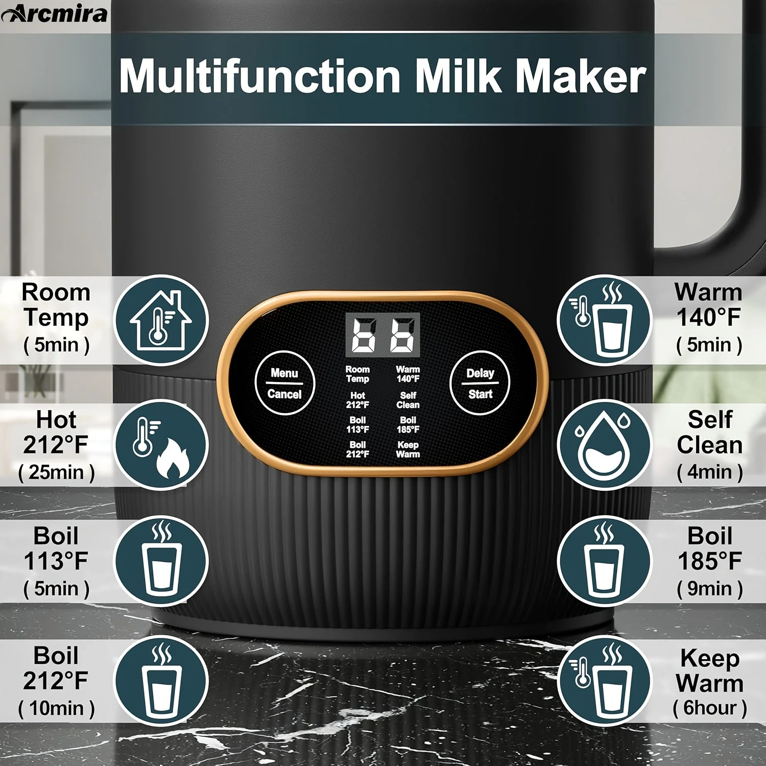 8-in-1 Nut Milk Maker Machine – 35oz Soy, Almond, Oat, Plant-Based Milk Maker - Image 7