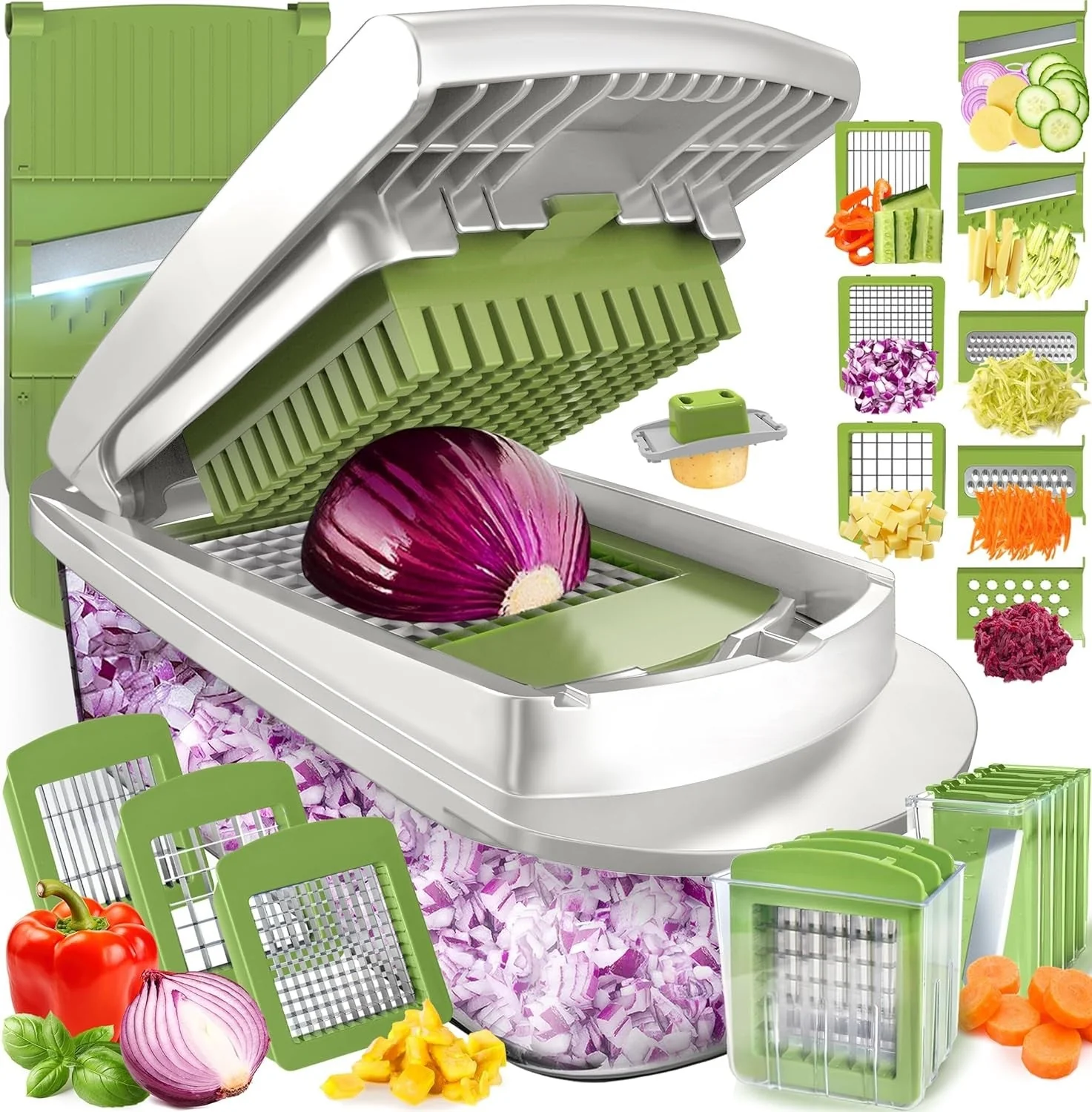 8 in 1 Vegetable Slicer Chopper with Container Mandoline Cutter - Image 2