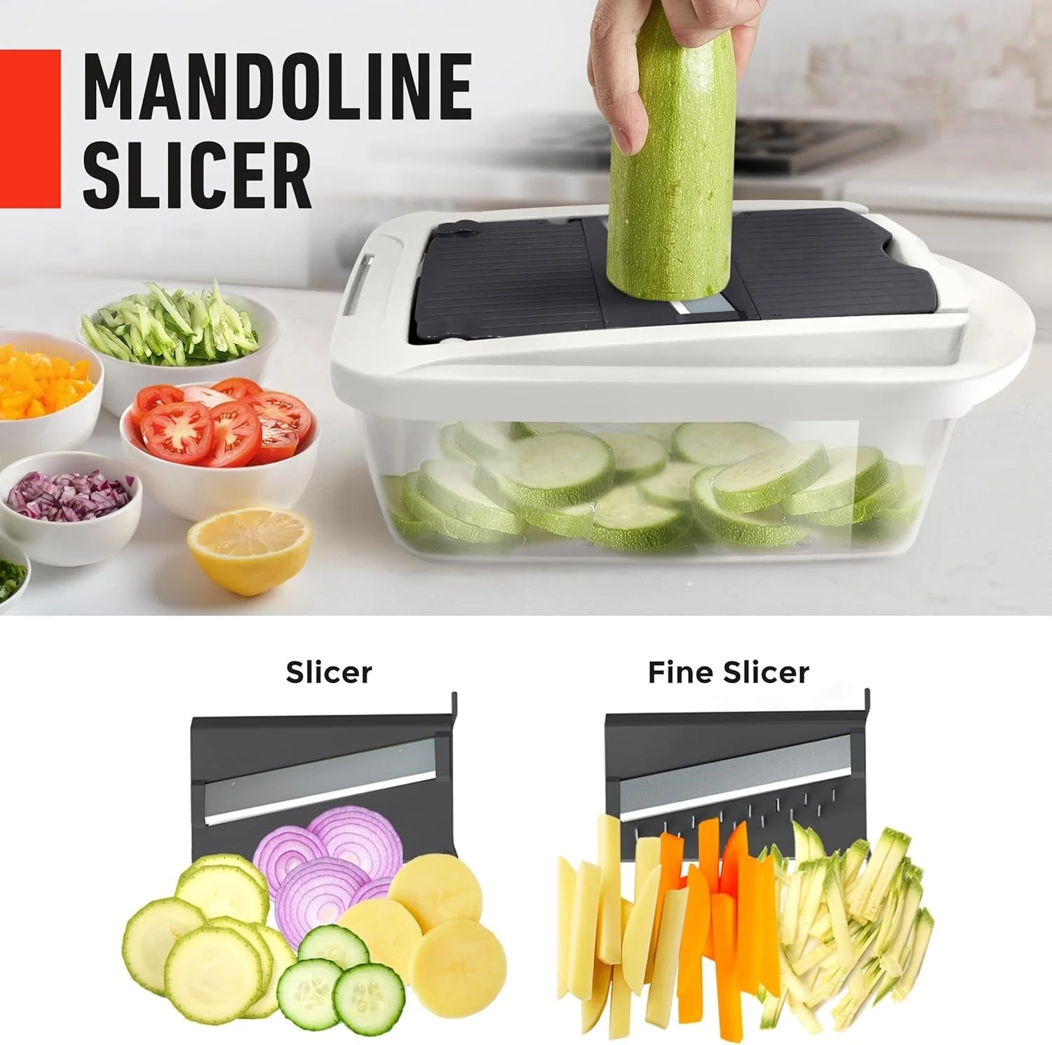 8 in 1 Vegetable Slicer Chopper with Container Mandoline Cutter - Image 6