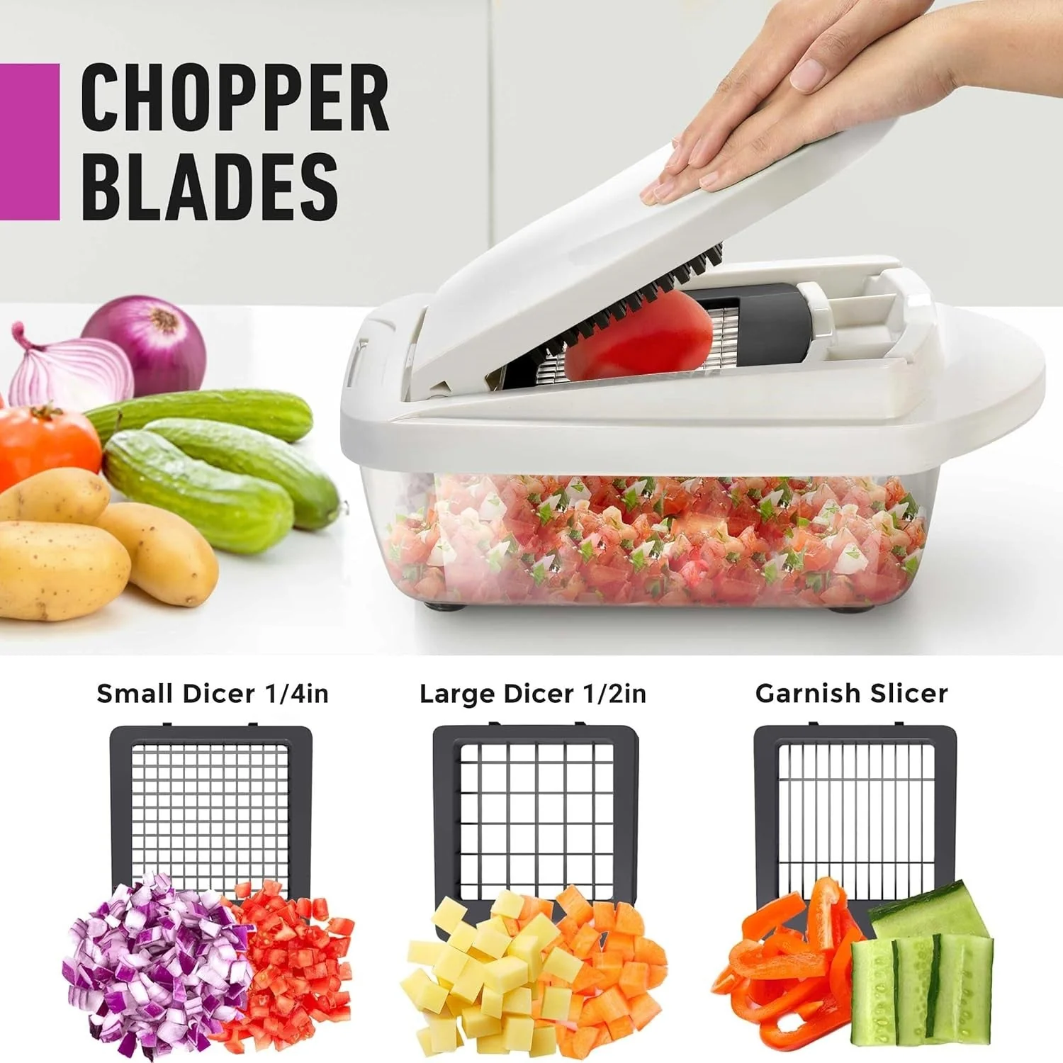 8 in 1 Vegetable Slicer Chopper with Container Mandoline Cutter - Image 8