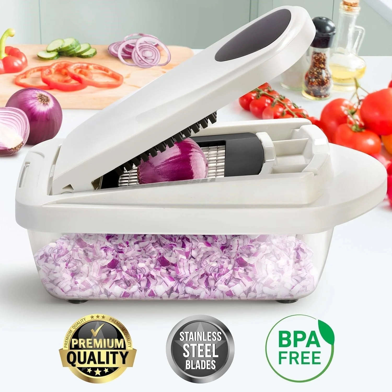 8 in 1 Vegetable Slicer Chopper with Container Mandoline Cutter - Image 9