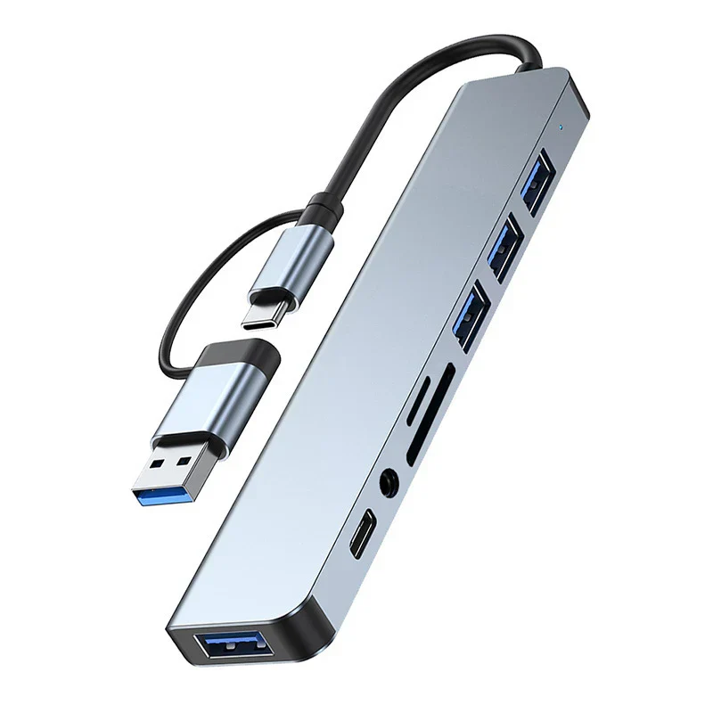 8-in-2 USB Type-C Hub Docking Station with Audio Jack Micro SD Adapter Converter - Image 6