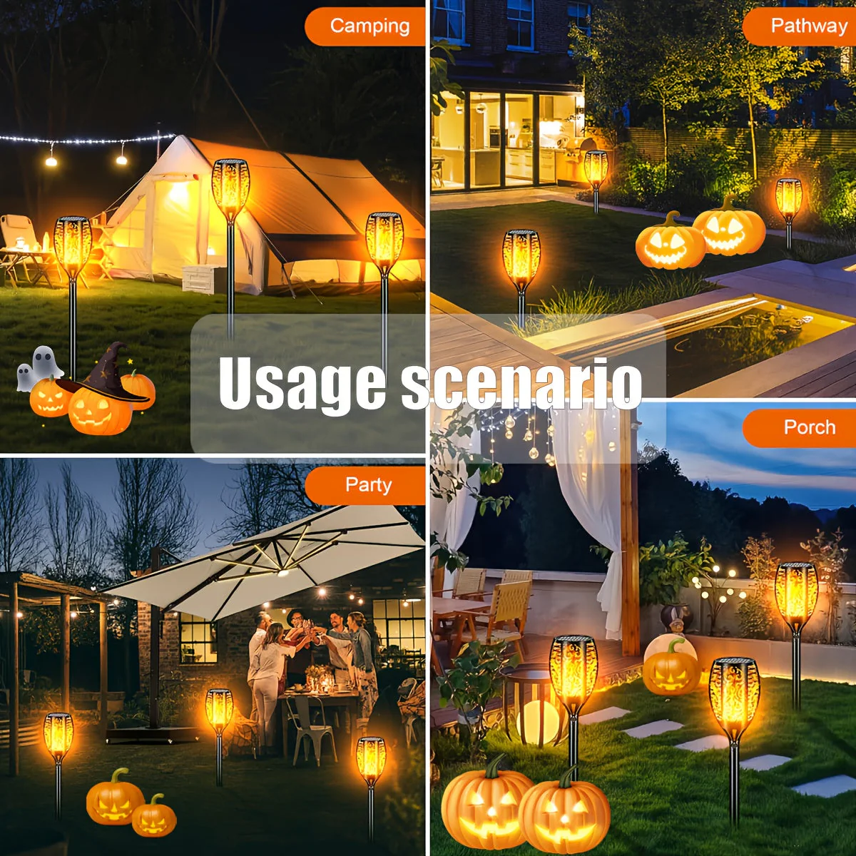8-Pack Solar Flame Torch Lights – Flickering Outdoor Garden Lights for Patio & Lawn - Image 2