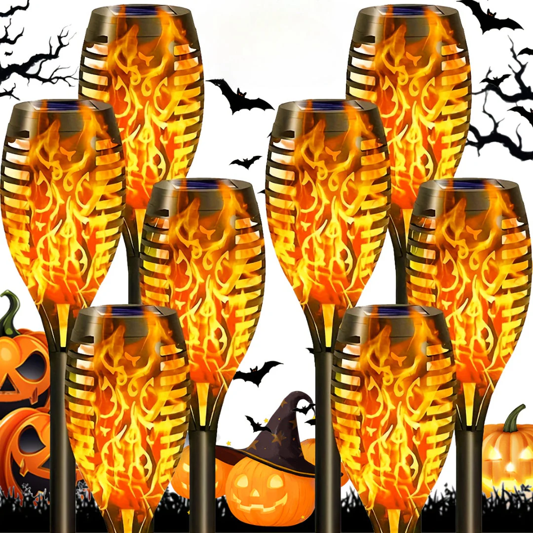 8-Pack Solar Flame Torch Lights – Flickering Outdoor Garden Lights for Patio & Lawn - Image 9