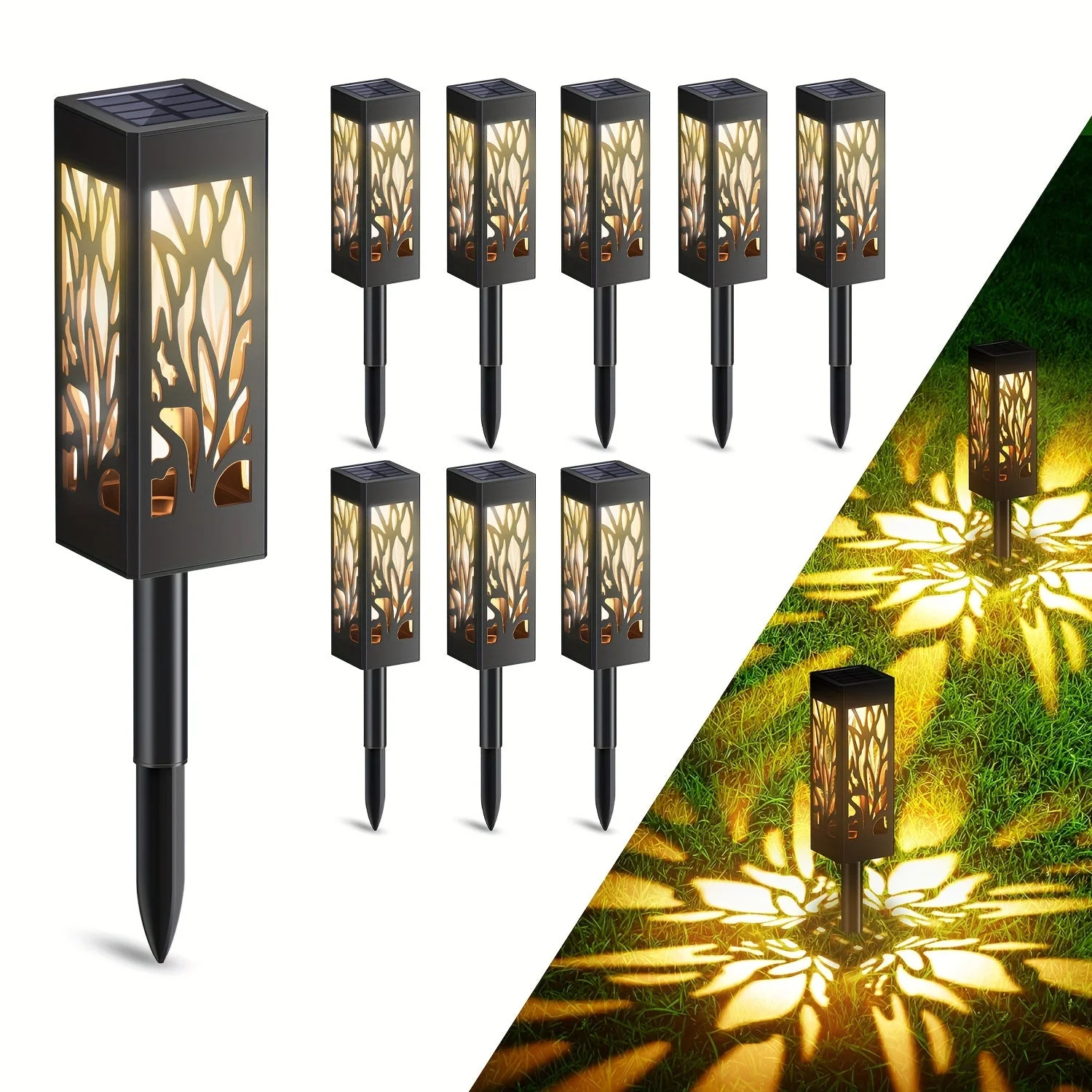 8-Pack Solar Pathway Lights – Motion Sensor, IPX5 Waterproof, Warm/Yellow LED - Image 11
