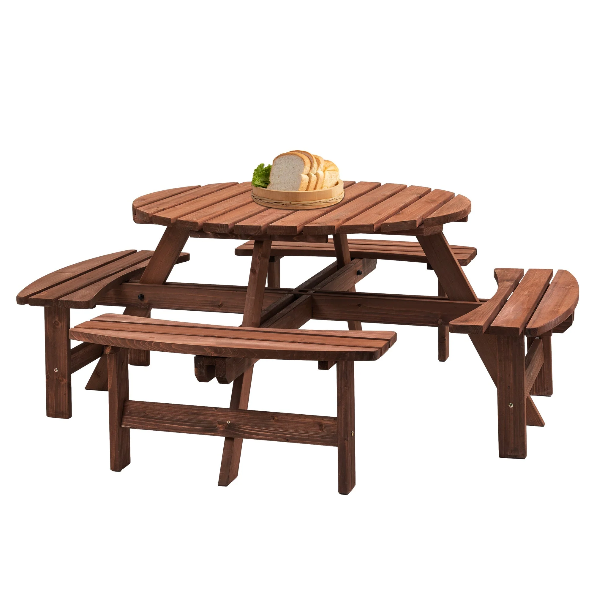 8 Person Wooden Picnic Table Outdoor Camping Dining Table with Seat - Image 10