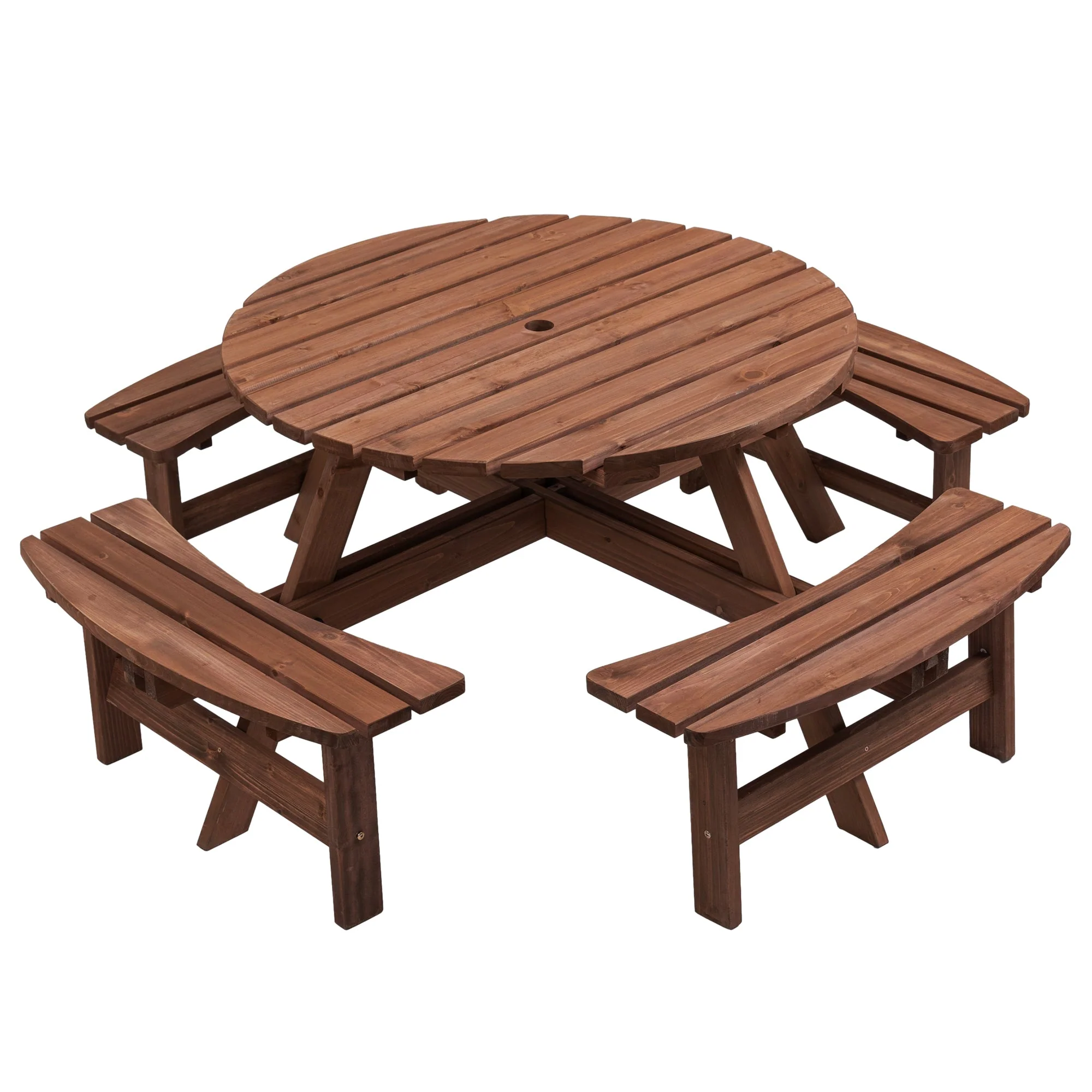 8 Person Wooden Picnic Table Outdoor Camping Dining Table with Seat - Image 12