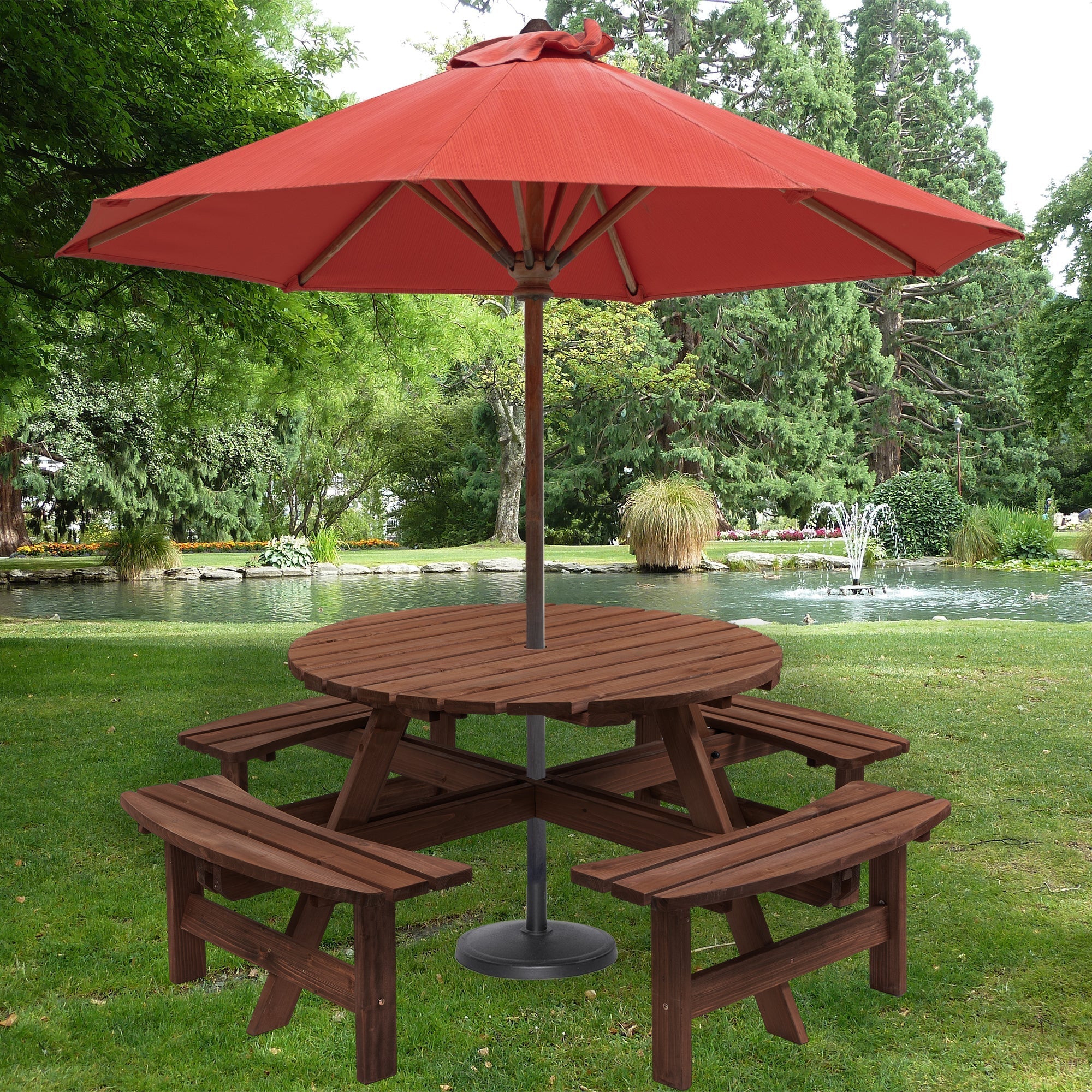 8 Person Wooden Picnic Table Outdoor Camping Dining Table with Seat - Image 9