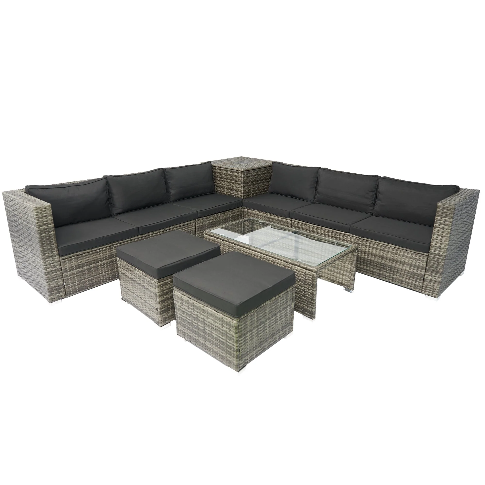 8 Piece Patio Sectional Wicker Rattan Outdoor Sofa Set with Storage Box - Image 18