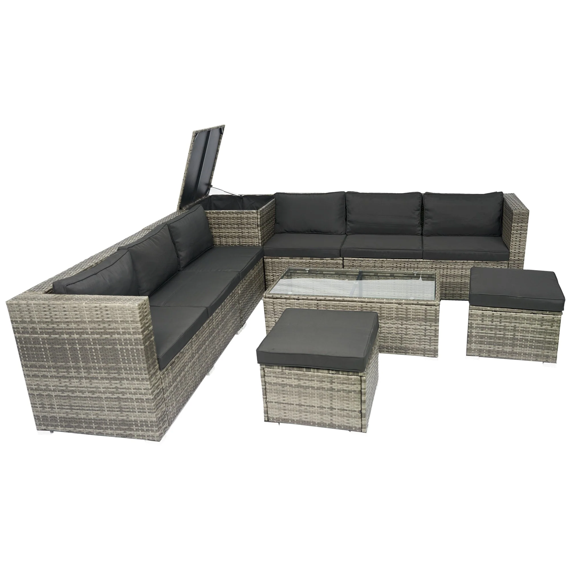 8 Piece Patio Sectional Wicker Rattan Outdoor Sofa Set with Storage Box - Image 19