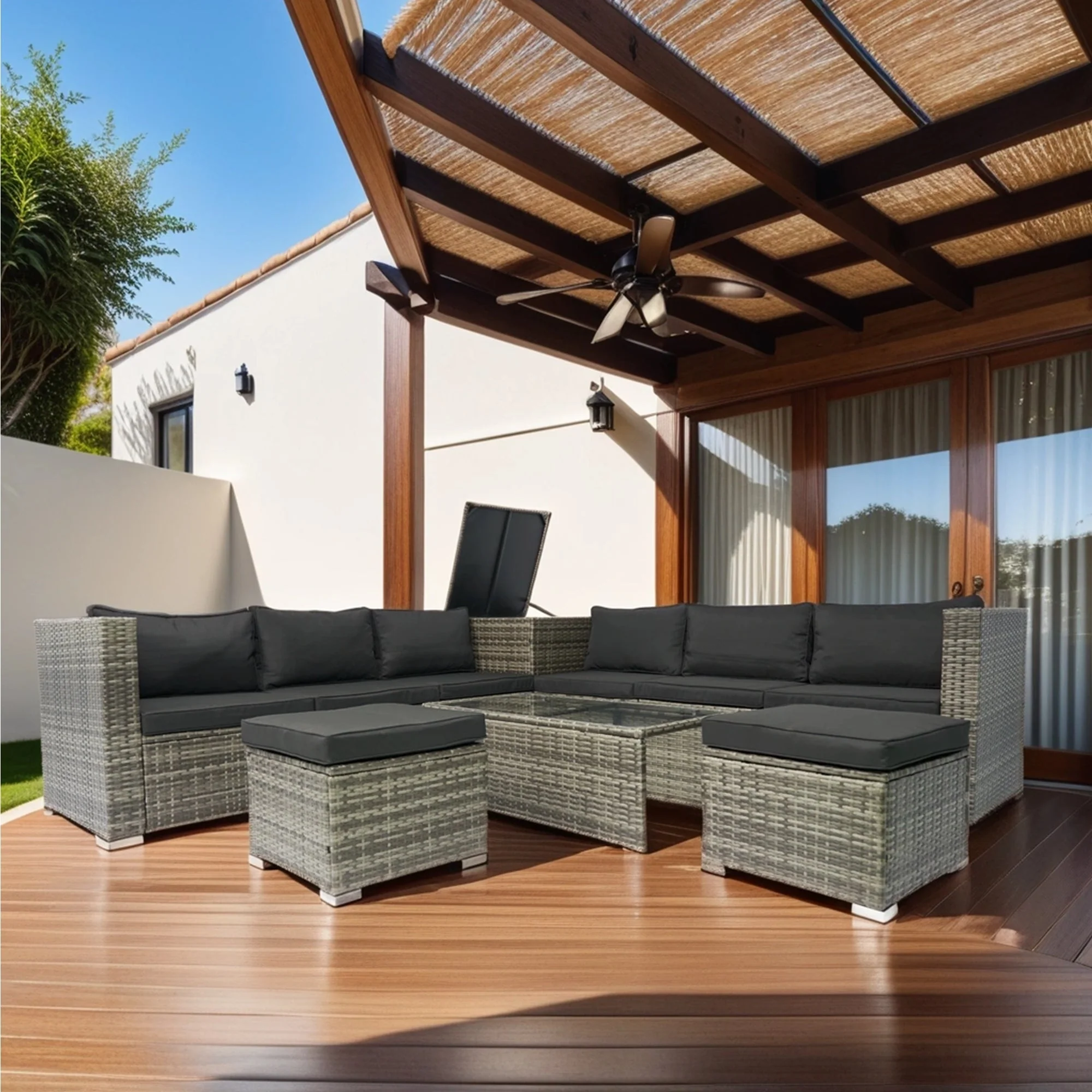 8 Piece Patio Sectional Wicker Rattan Outdoor Sofa Set with Storage Box - Image 2