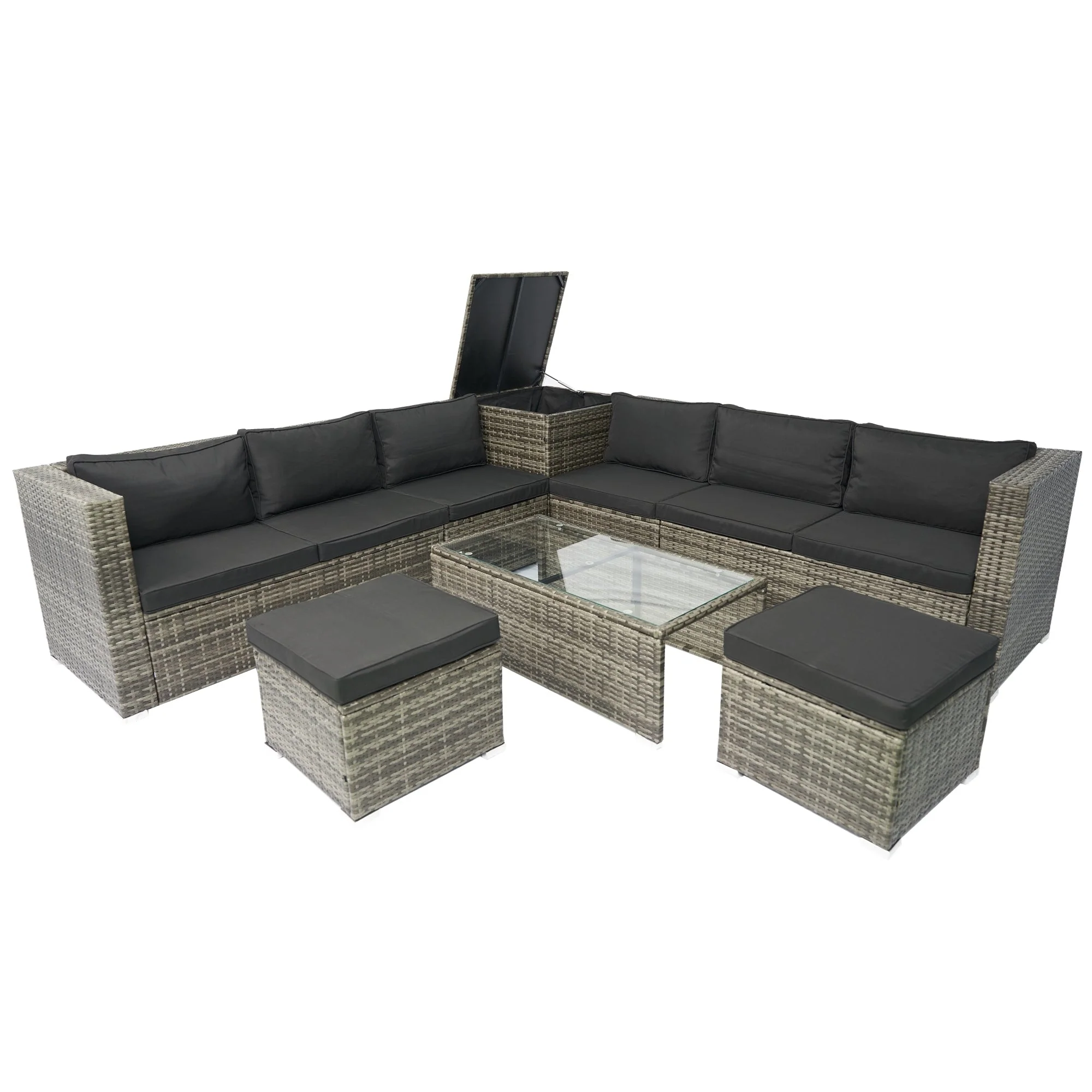 8 Piece Patio Sectional Wicker Rattan Outdoor Sofa Set with Storage Box - Image 20