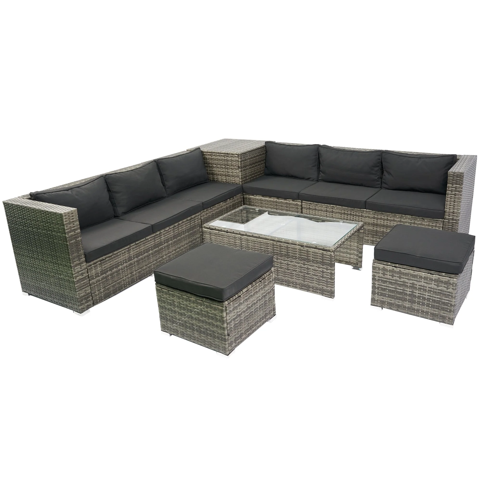 8 Piece Patio Sectional Wicker Rattan Outdoor Sofa Set with Storage Box - Image 21