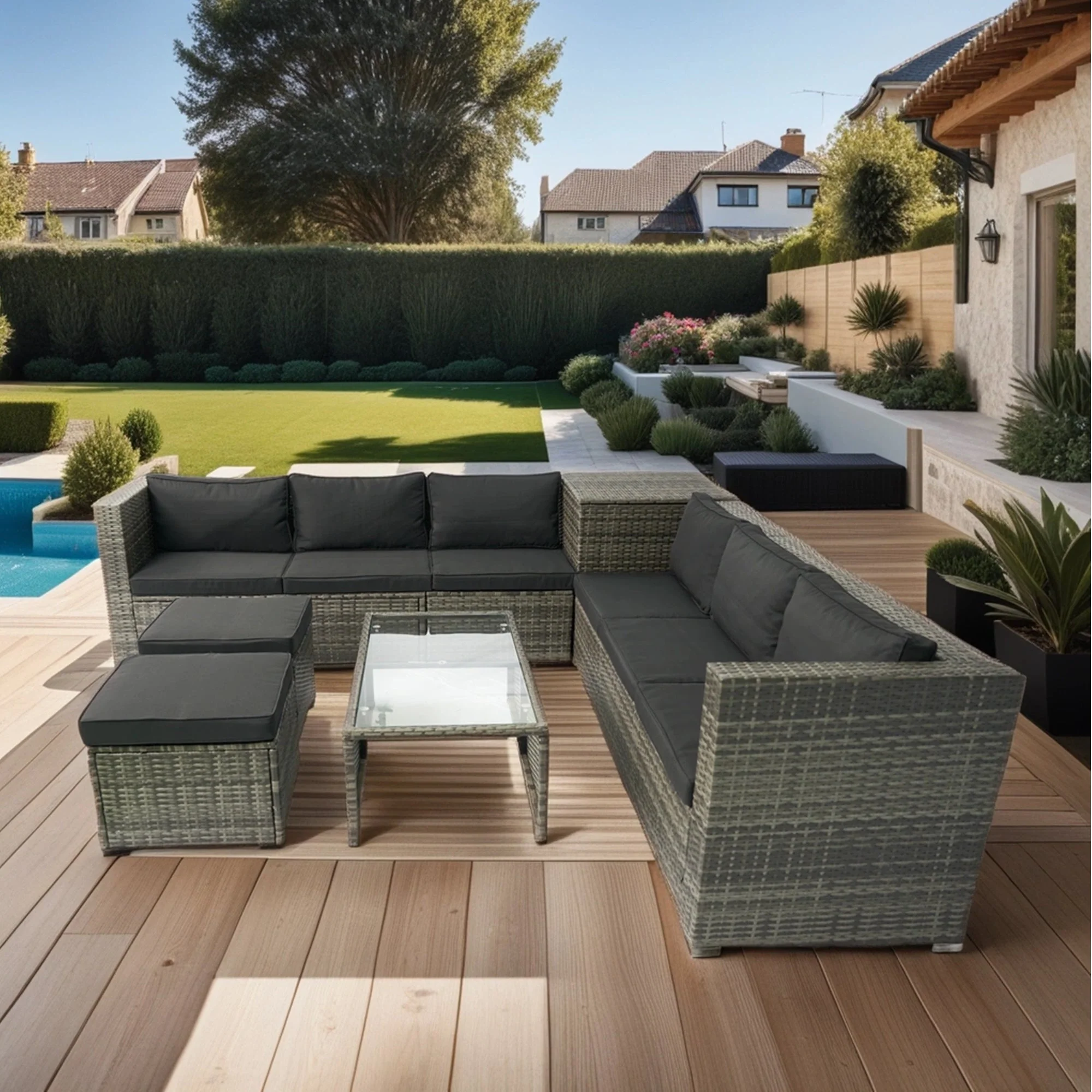8 Piece Patio Sectional Wicker Rattan Outdoor Sofa Set with Storage Box - Image 6