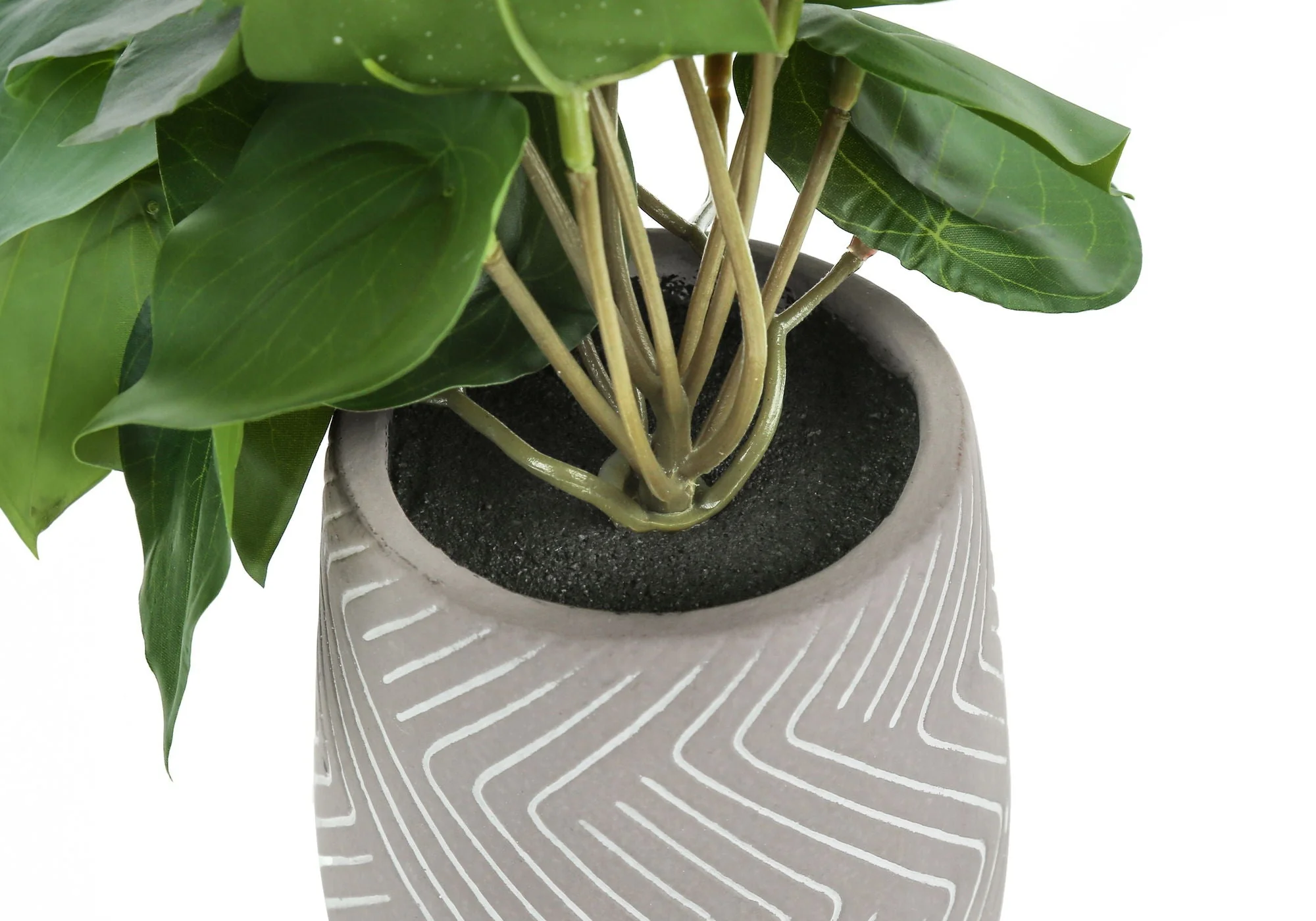 8" Tall, Artificial Plant, Alocasia, Indoor, Faux, Fake, Table, Greenery, Potted, Decorative (Set of 2) - Green / White - Image 2