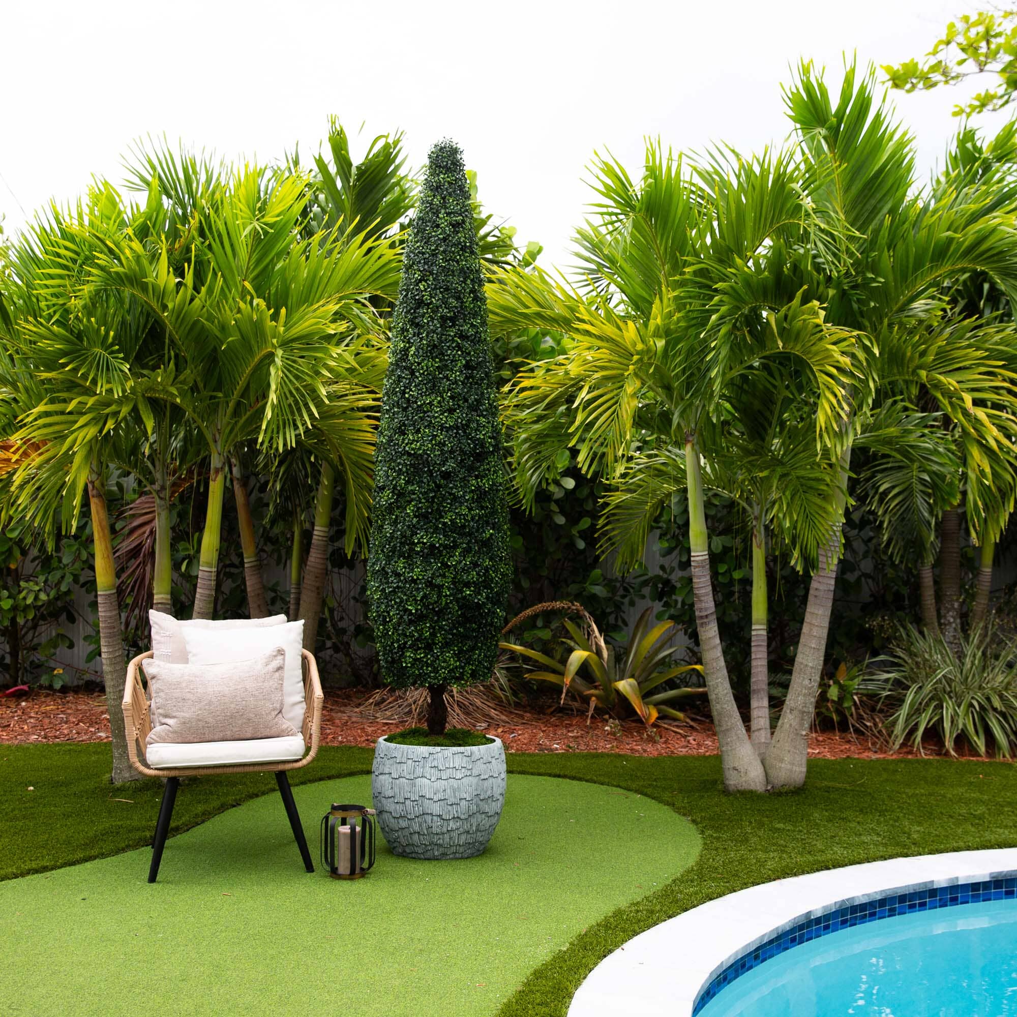 8’ UV Resistant Artificial Boxwood Topiary Cone Tree (Indoor/Outdoor) - Image 3