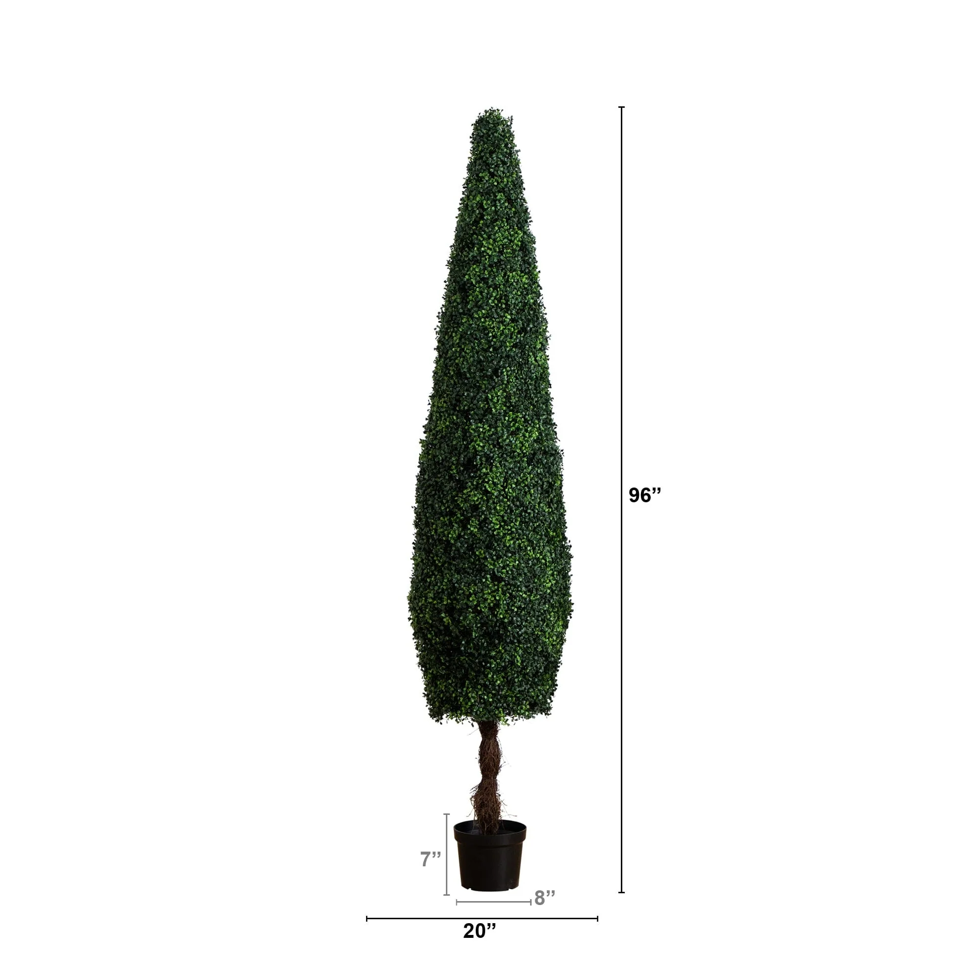 8’ UV Resistant Artificial Boxwood Topiary Cone Tree (Indoor/Outdoor) - Image 4