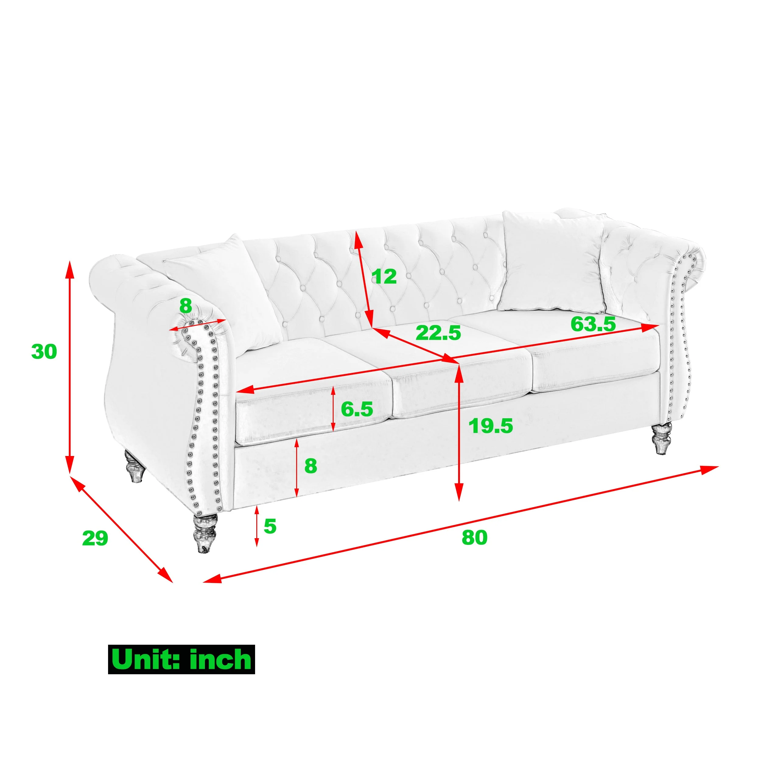 80" Grey Velvet Chesterfield Sofa - Image 18
