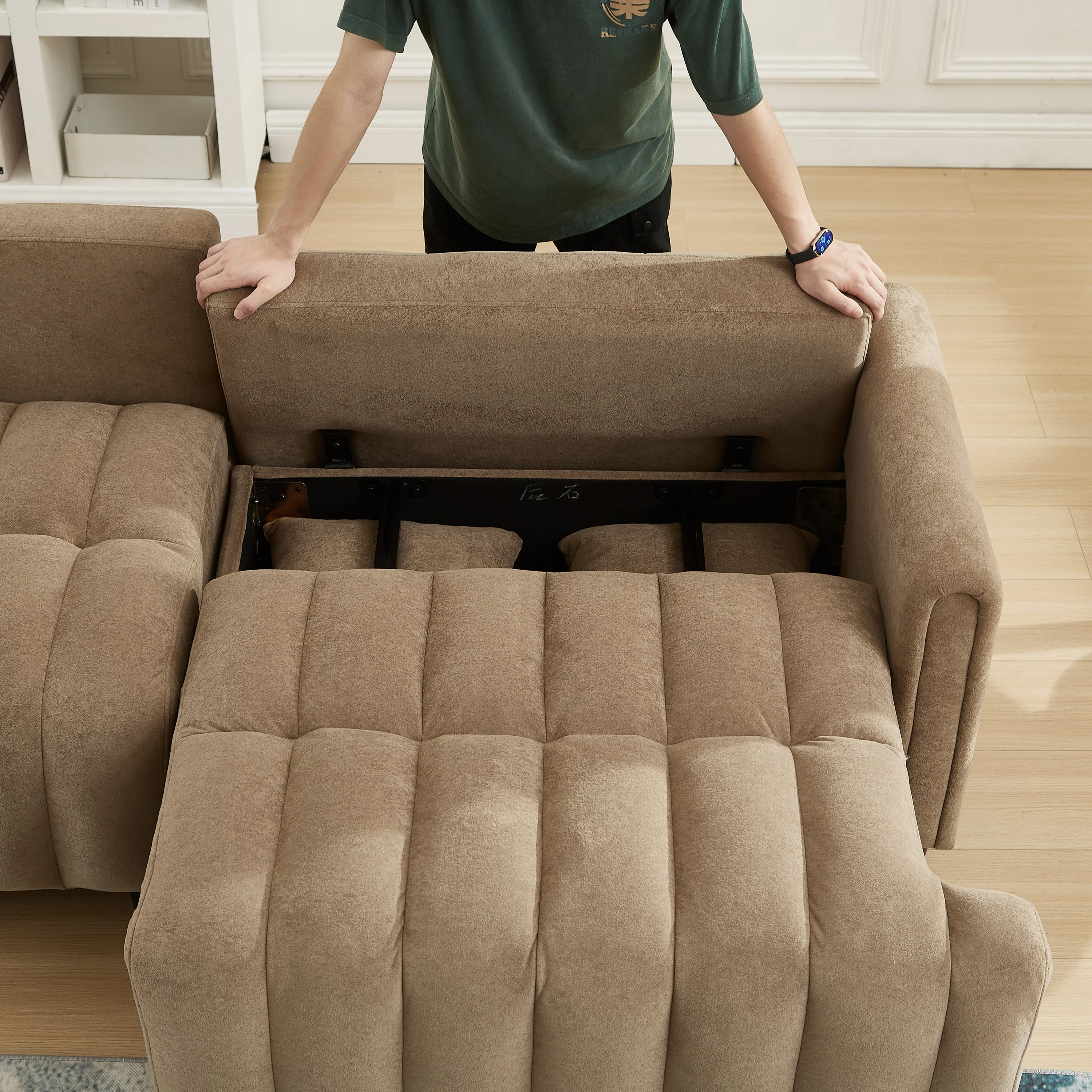 83'' Futon Sofa Bed with Adjustable Backrest and 2 Pillows - Image 12
