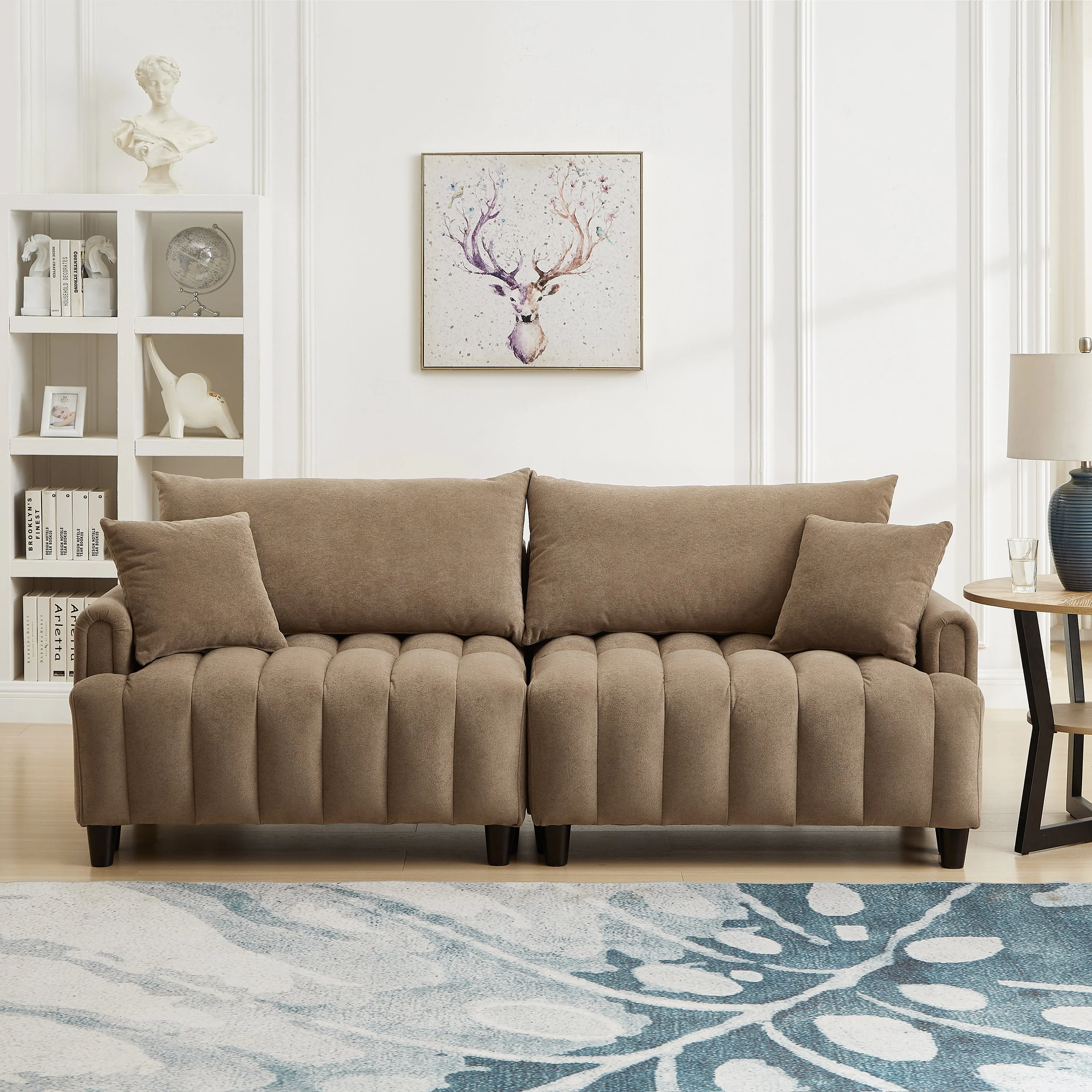 83'' Futon Sofa Bed with Adjustable Backrest and 2 Pillows - Image 2