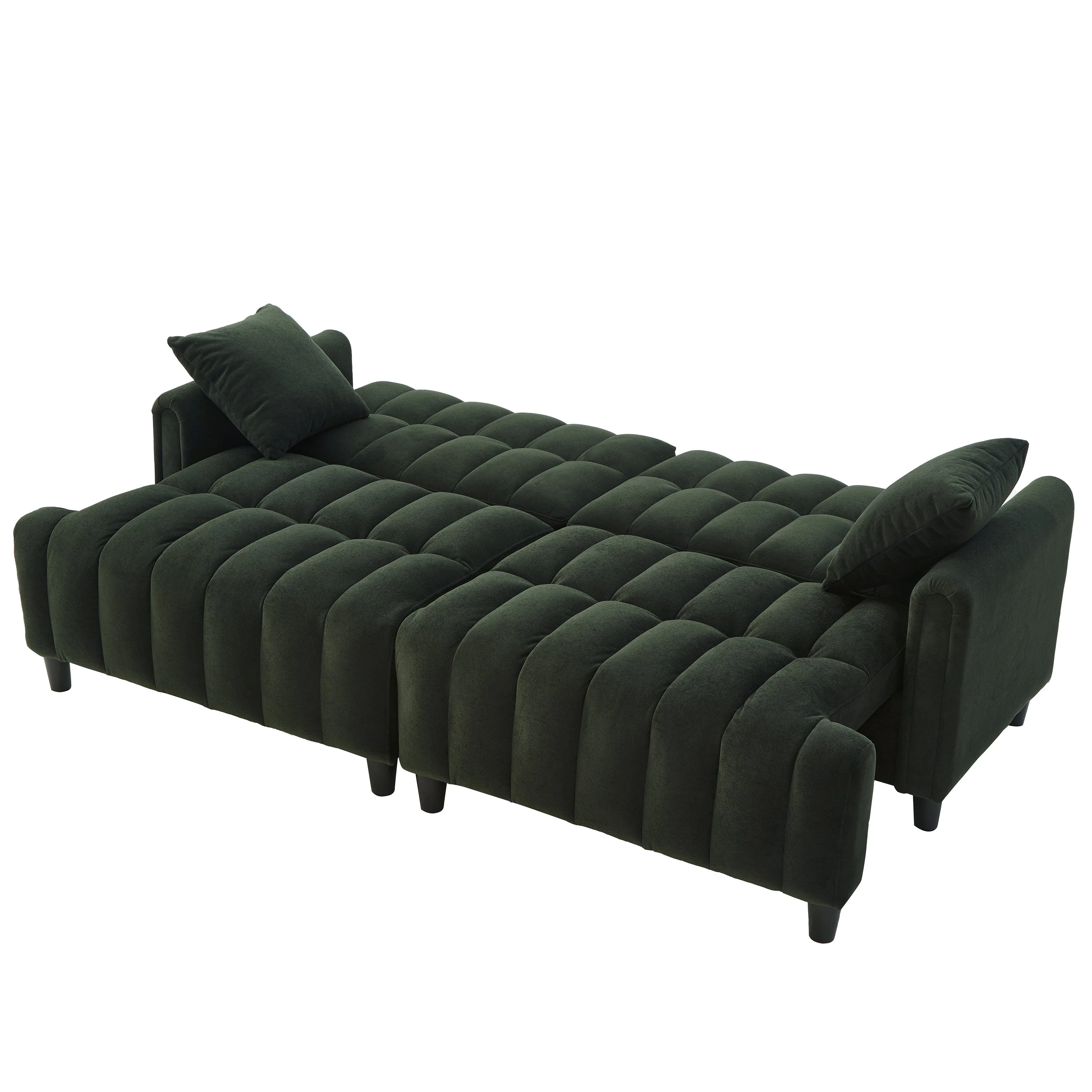 83'' Futon Sofa Bed with Polyester Fabric and 2 Pillows - Dark Green - Image 18