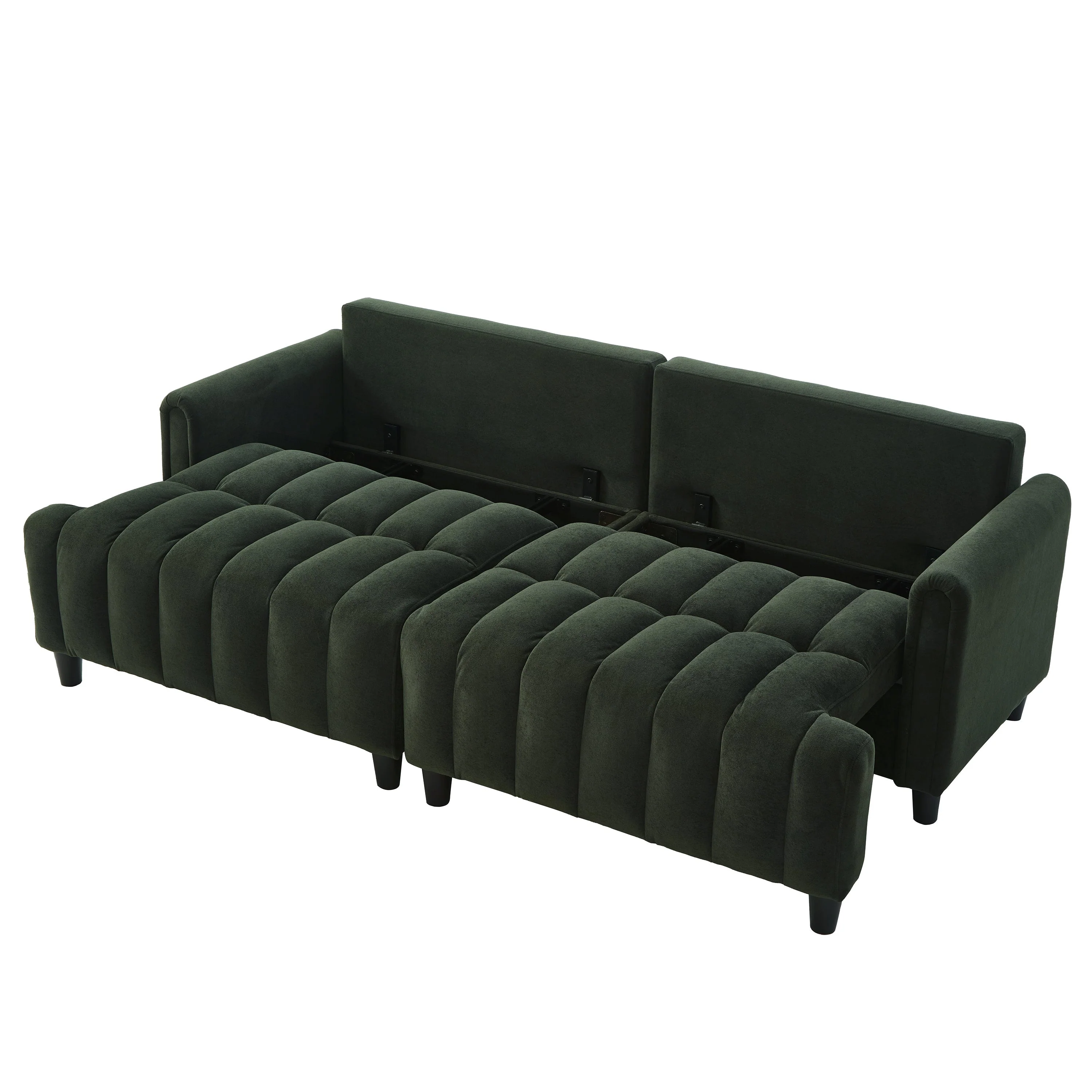 83'' Futon Sofa Bed with Polyester Fabric and 2 Pillows - Dark Green - Image 19
