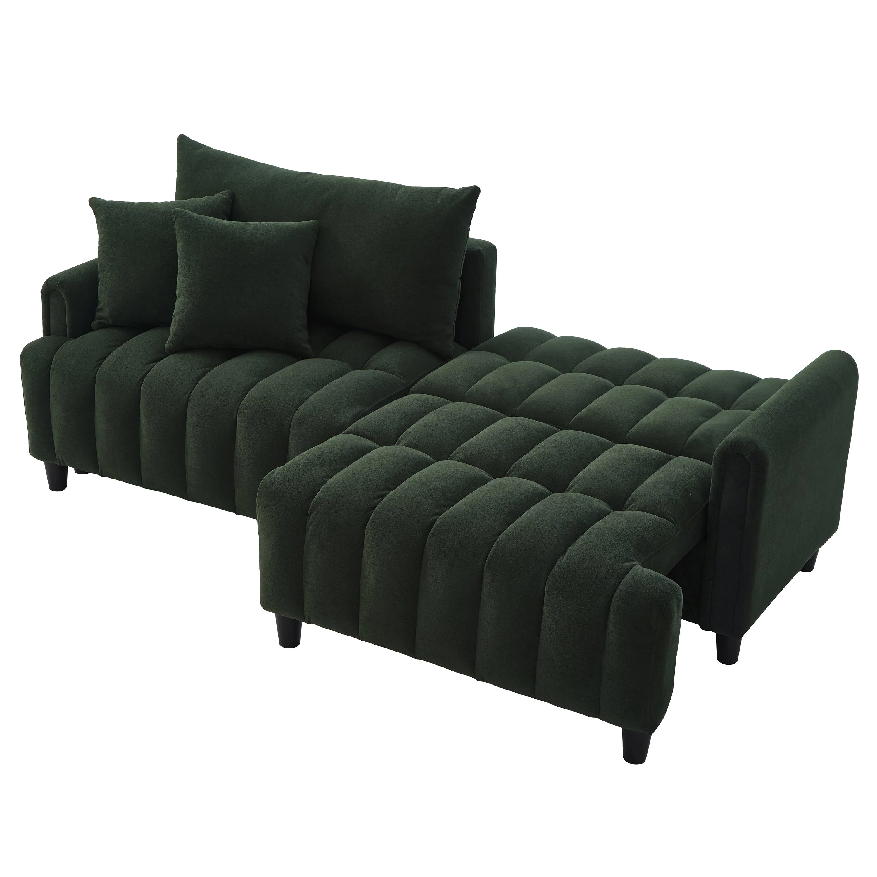 83'' Futon Sofa Bed with Polyester Fabric and 2 Pillows - Dark Green - Image 20