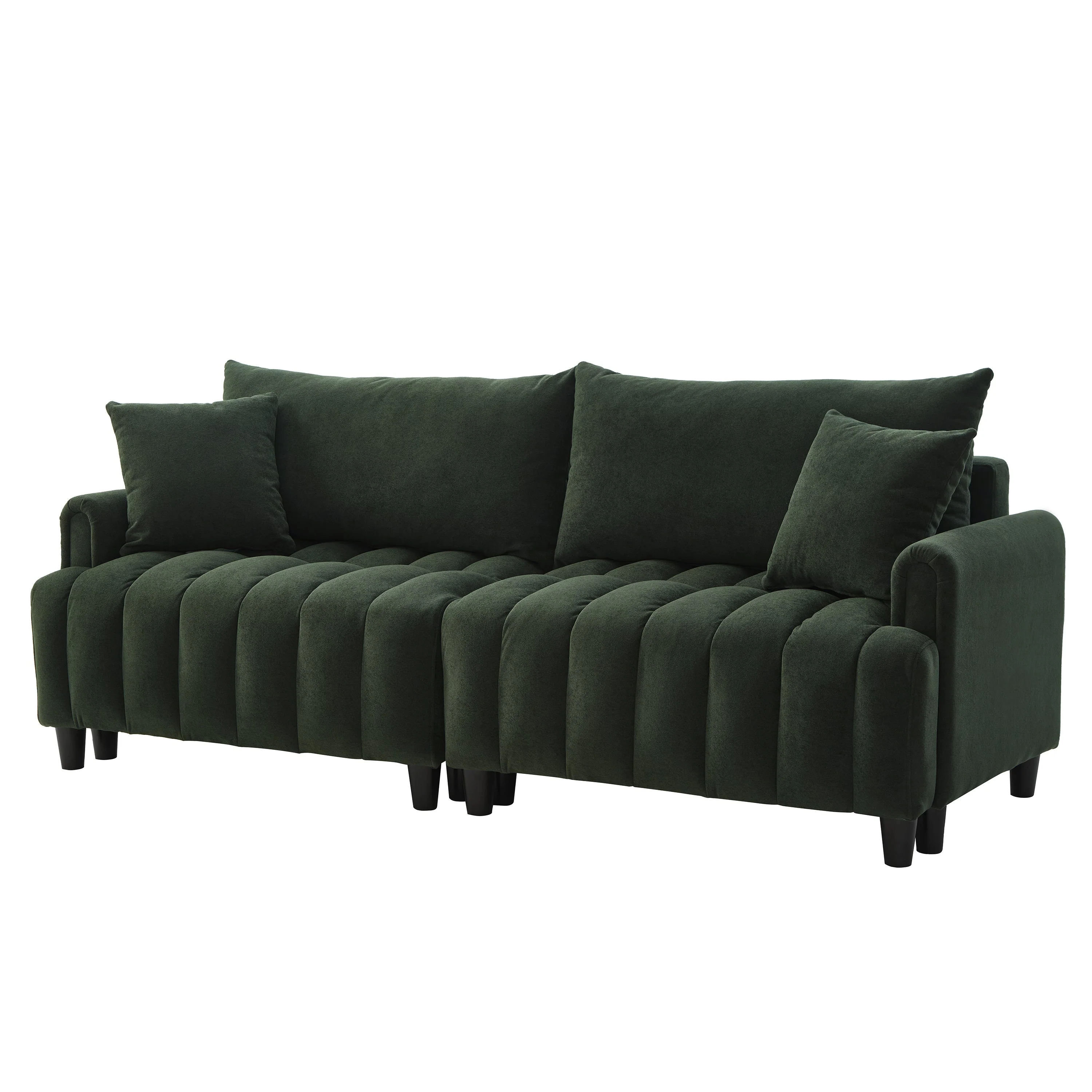 83'' Futon Sofa Bed with Polyester Fabric and 2 Pillows - Dark Green - Image 21