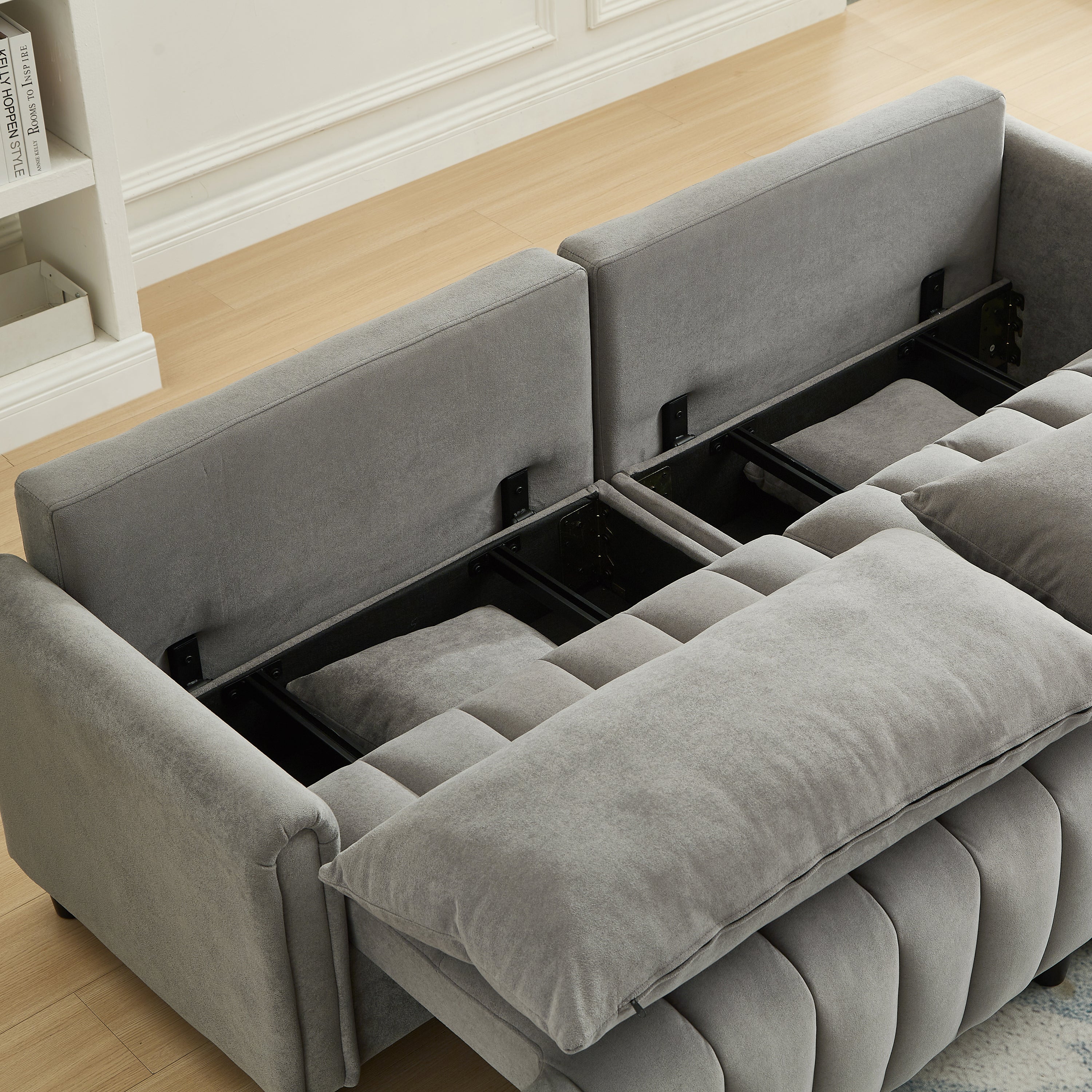 83'' Futon Sofa Bed with Polyester Fabric and Adjustable Backrest - Image 17