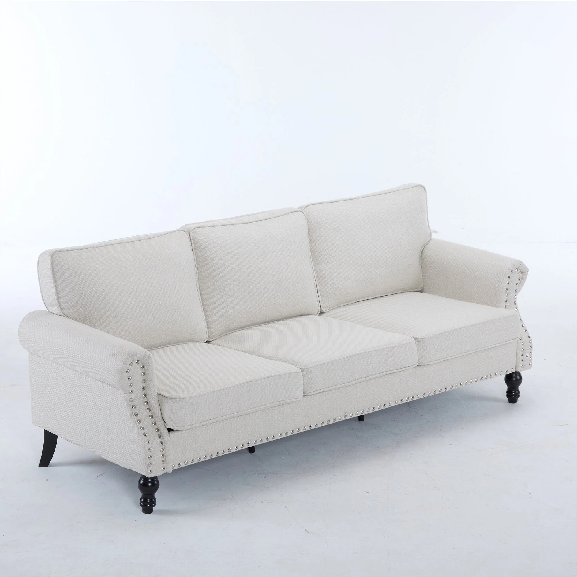 83 Inch Faux Leather Rolled Arm Sofa with Nailhead Trim - Image 15