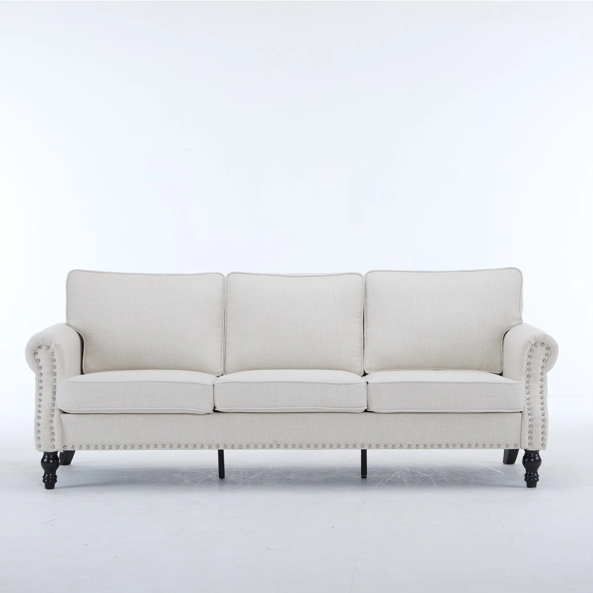 83 Inch Faux Leather Rolled Arm Sofa with Nailhead Trim - Image 18