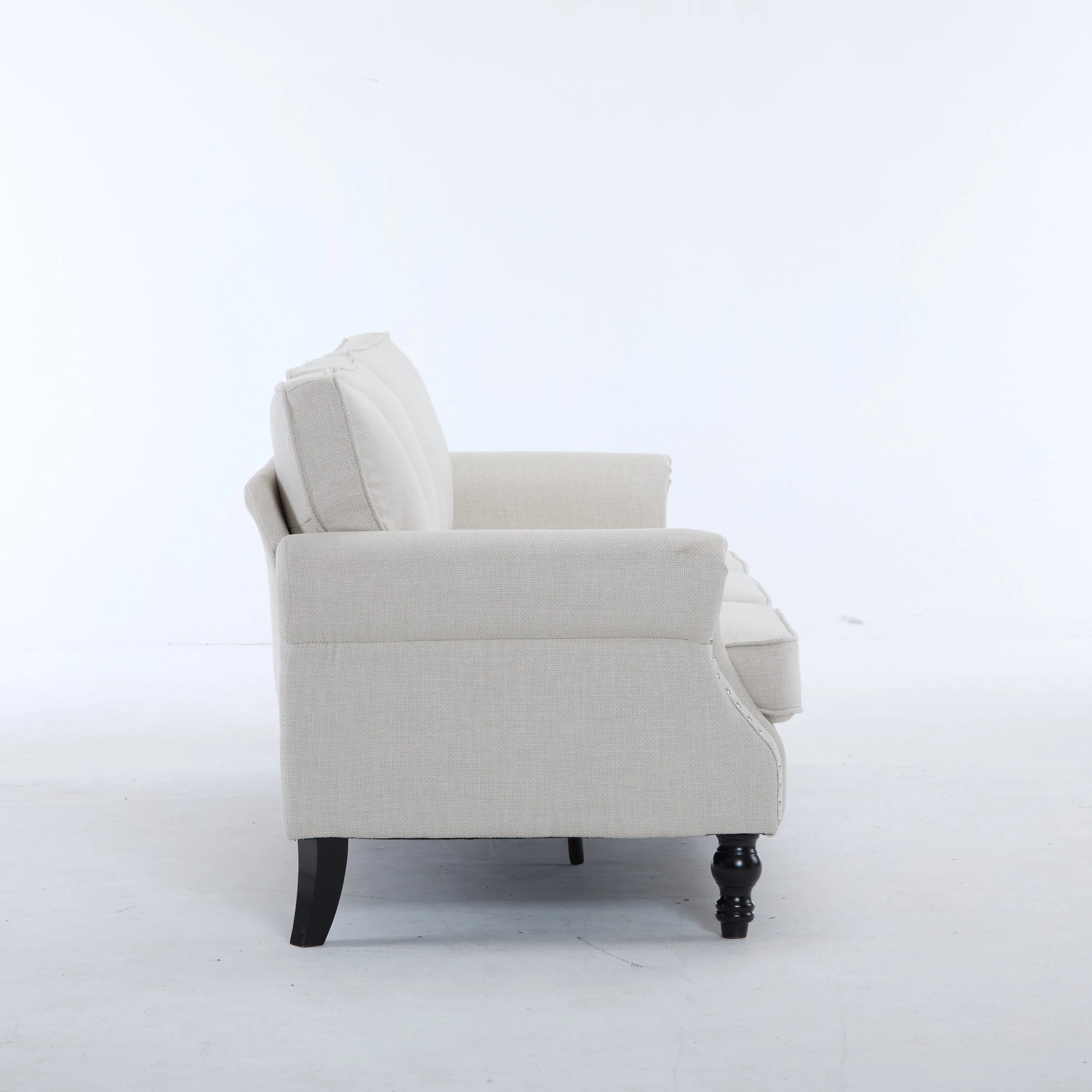 83 Inch Faux Leather Rolled Arm Sofa with Nailhead Trim - Image 6