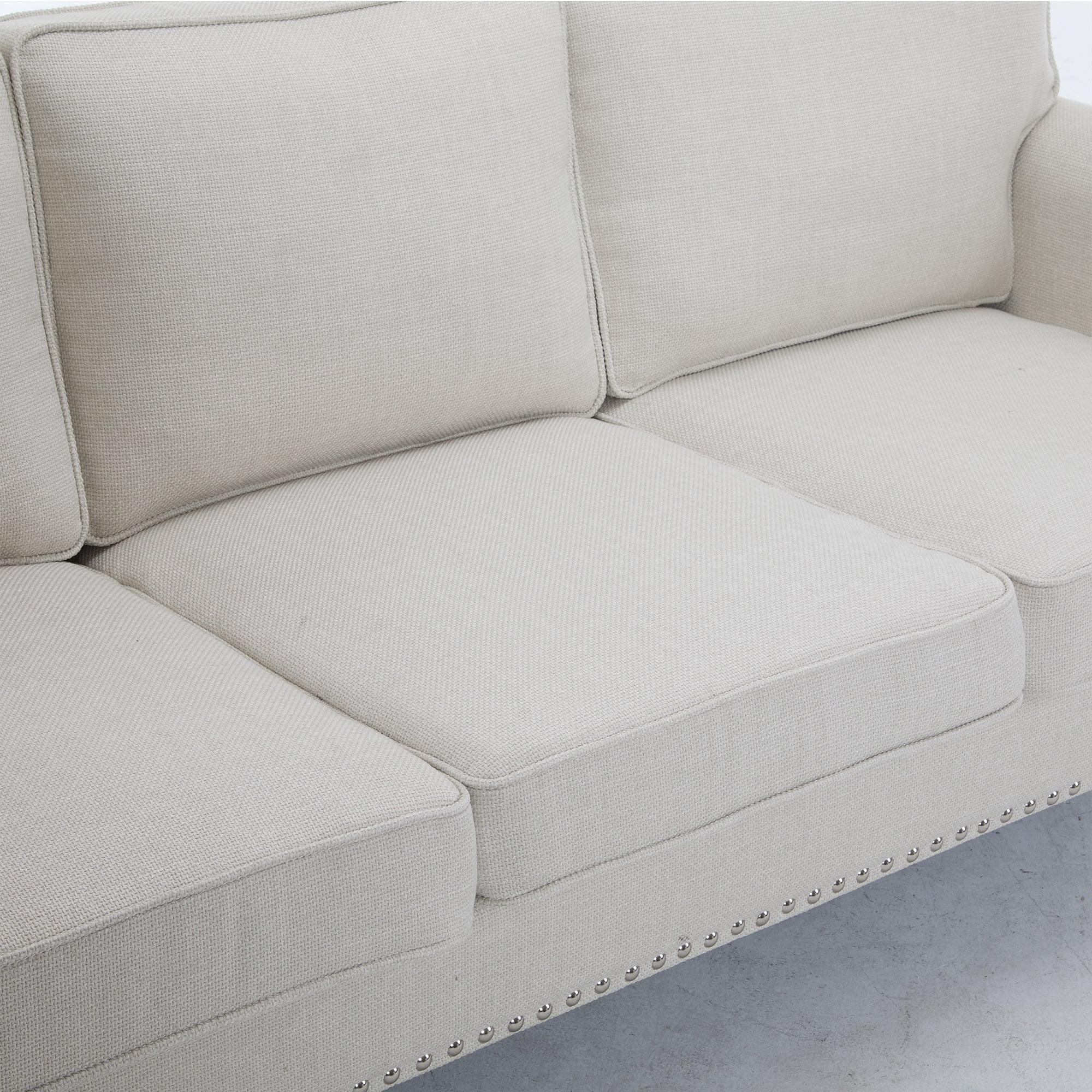 83 Inch Faux Leather Rolled Arm Sofa with Nailhead Trim - Image 7
