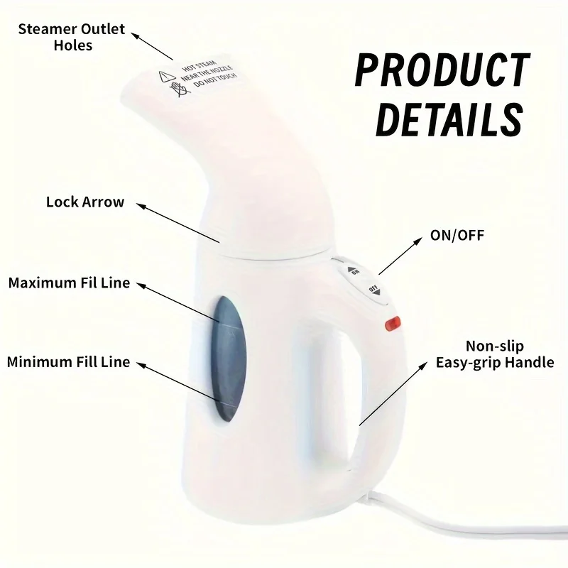 850W Foldable Handheld Garment Steamer Travel Portable Steam Iron Clothes - Image 5