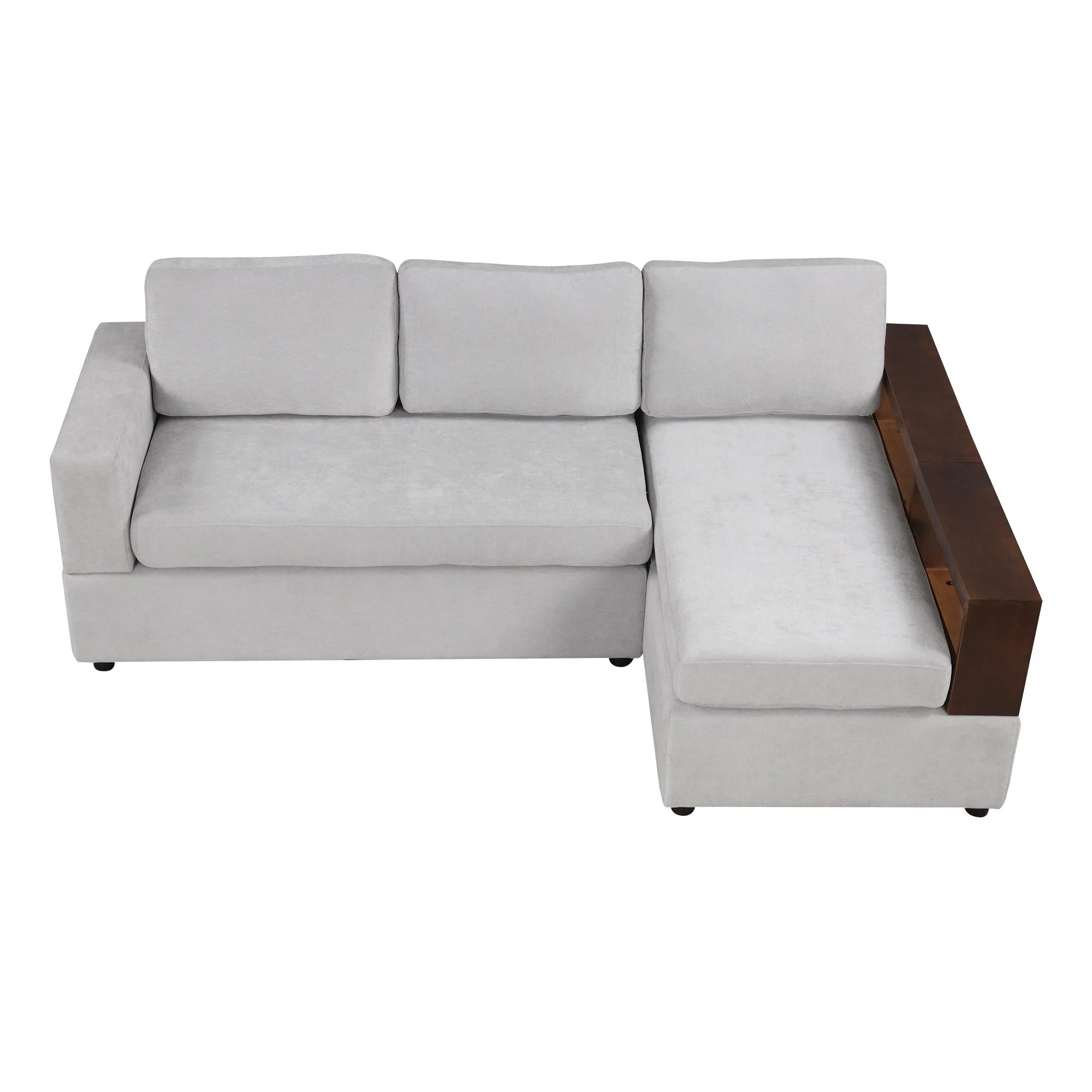 87.4' Sectional Sofa with Reversible Armrests Gray Chenille Upholstery - Image 10
