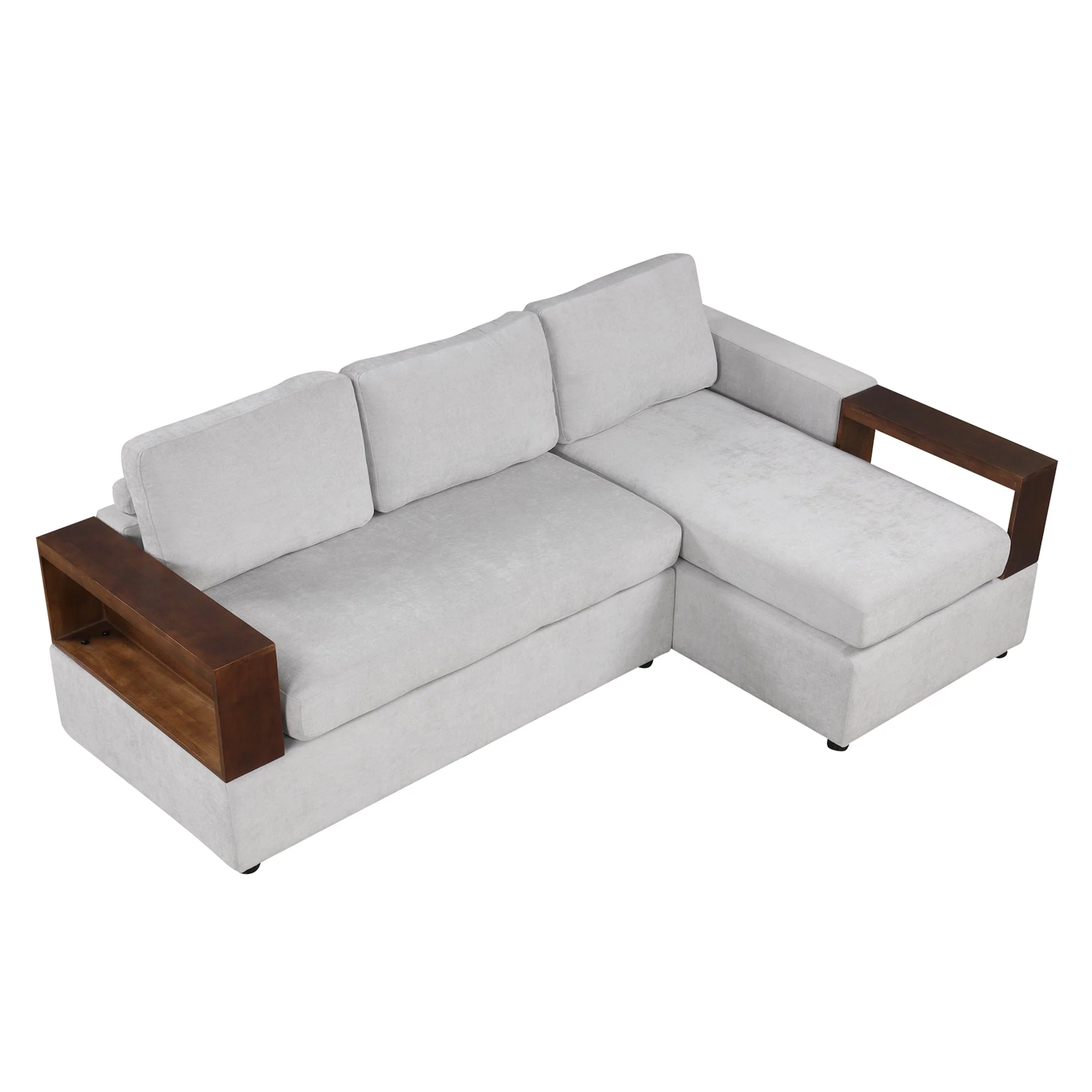 87.4' Sectional Sofa with Reversible Armrests Gray Chenille Upholstery - Image 11