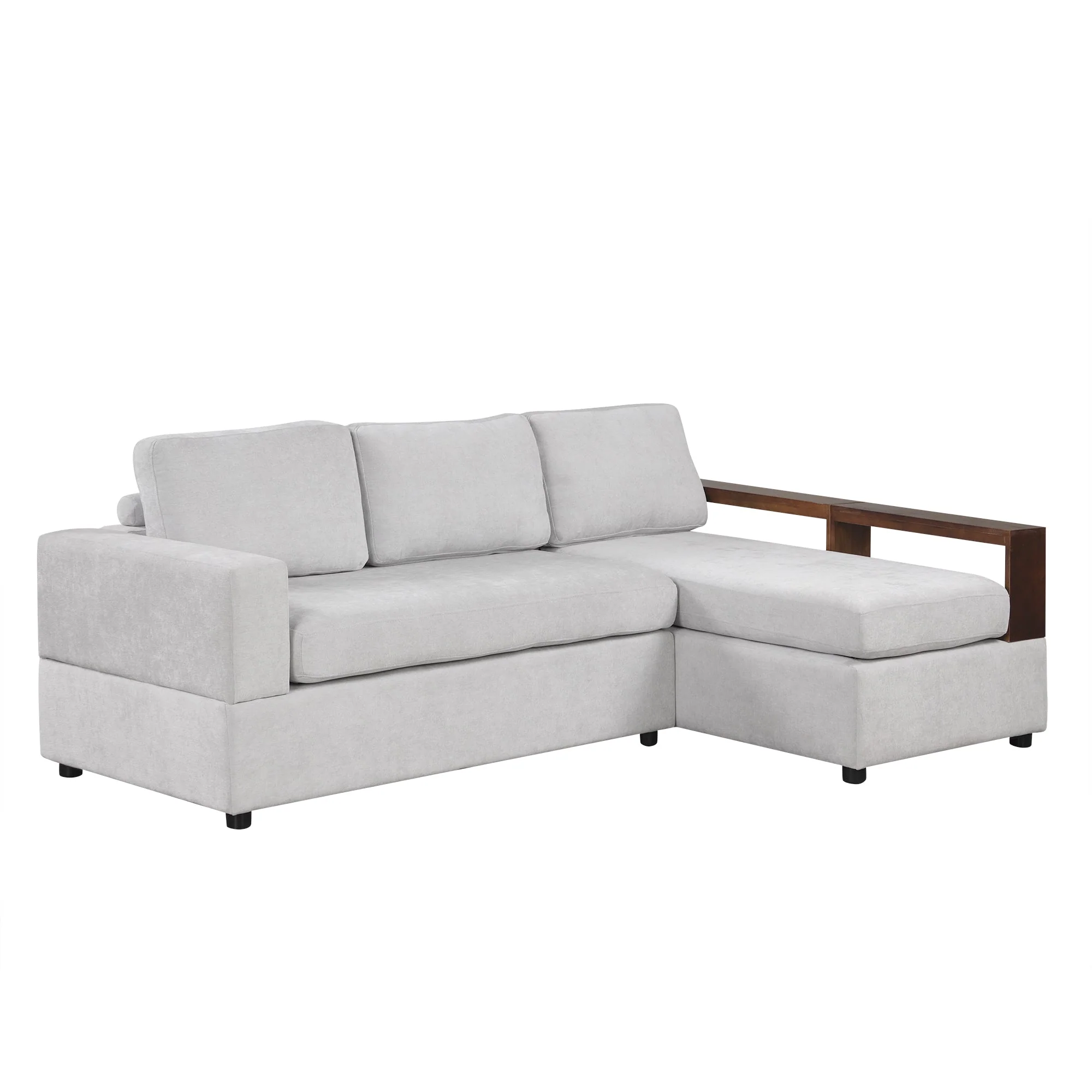 87.4' Sectional Sofa with Reversible Armrests Gray Chenille Upholstery - Image 12