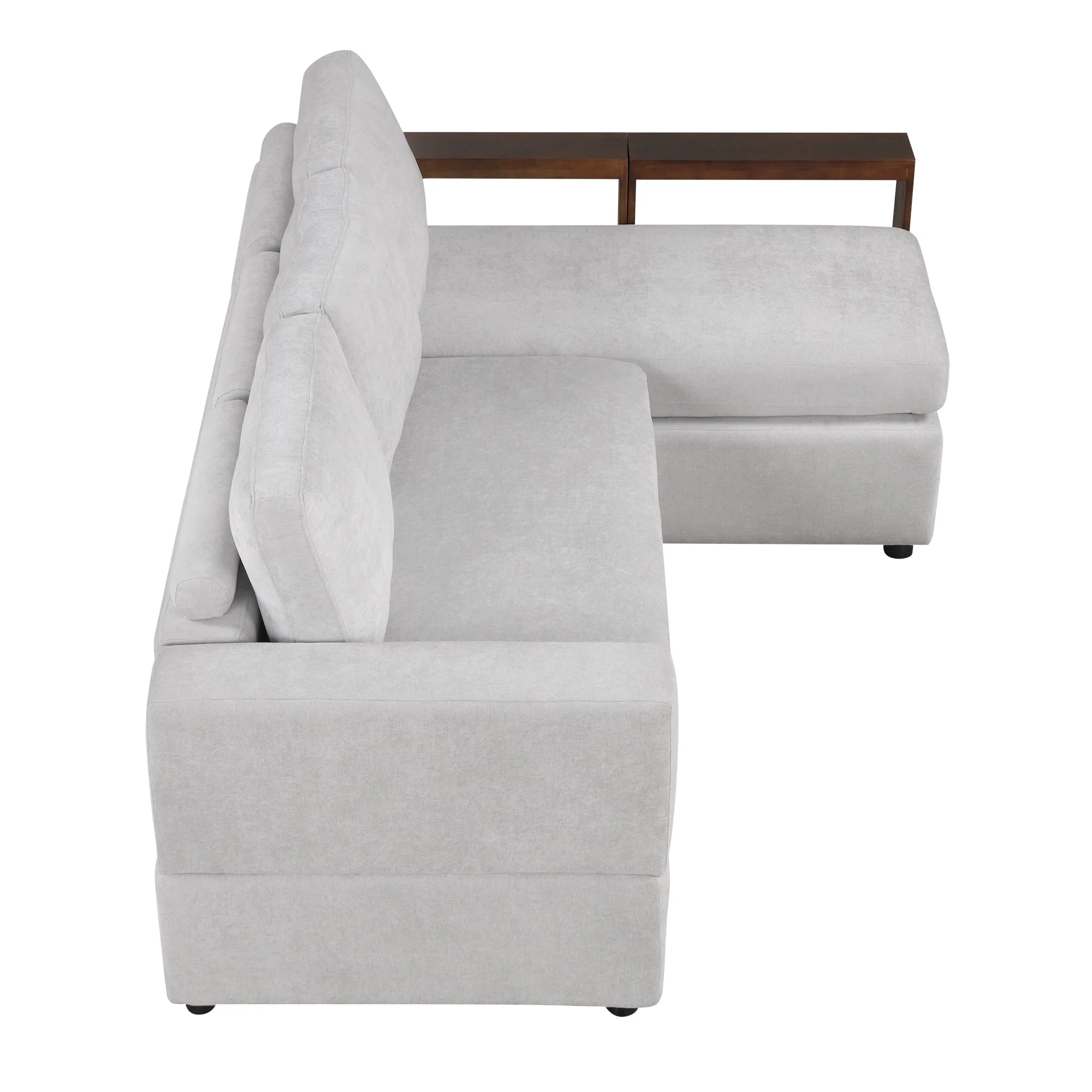 87.4' Sectional Sofa with Reversible Armrests Gray Chenille Upholstery - Image 13