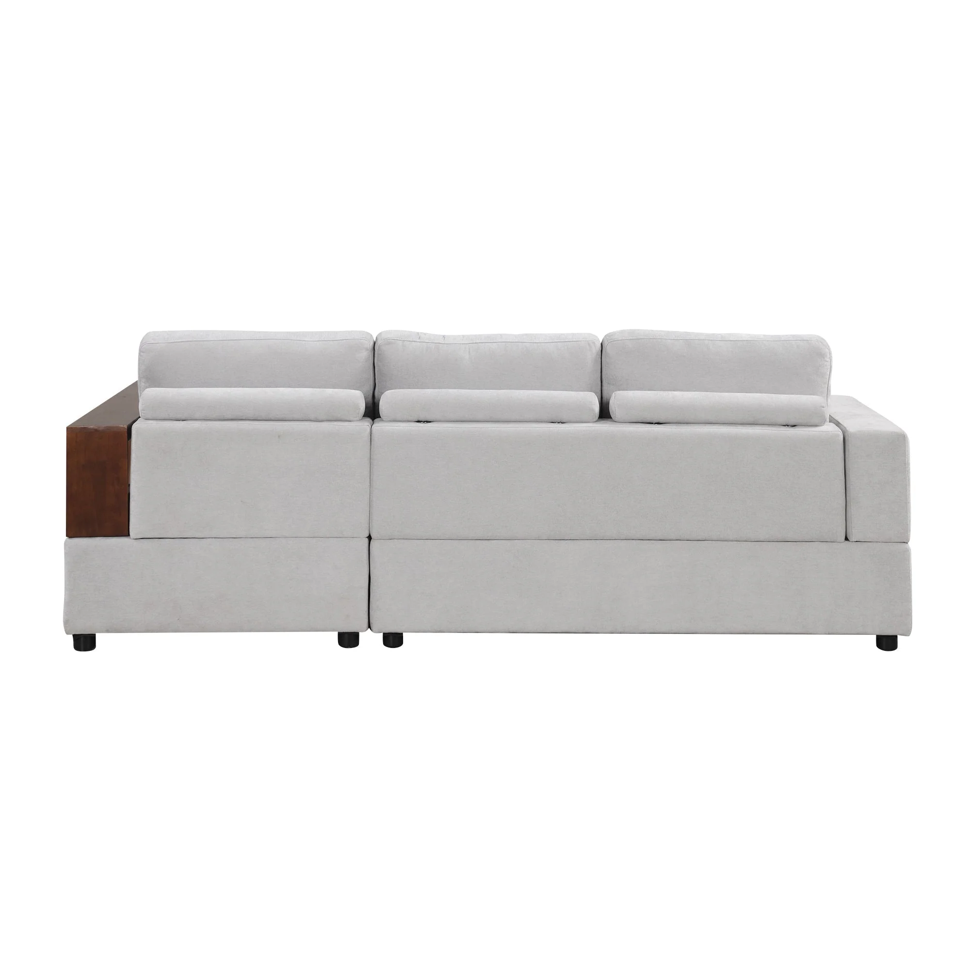 87.4' Sectional Sofa with Reversible Armrests Gray Chenille Upholstery - Image 14