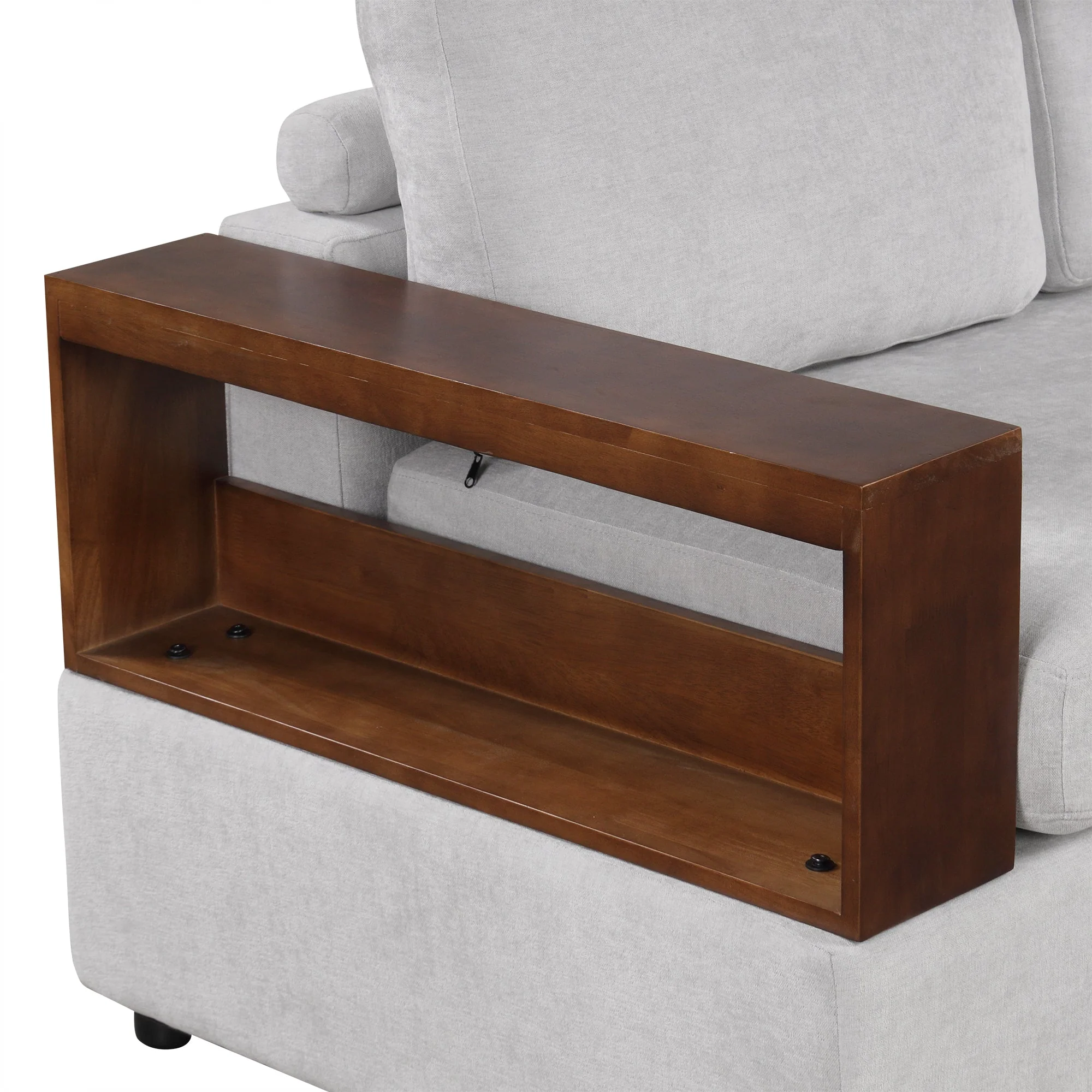 87.4' Sectional Sofa with Reversible Armrests Gray Chenille Upholstery - Image 18