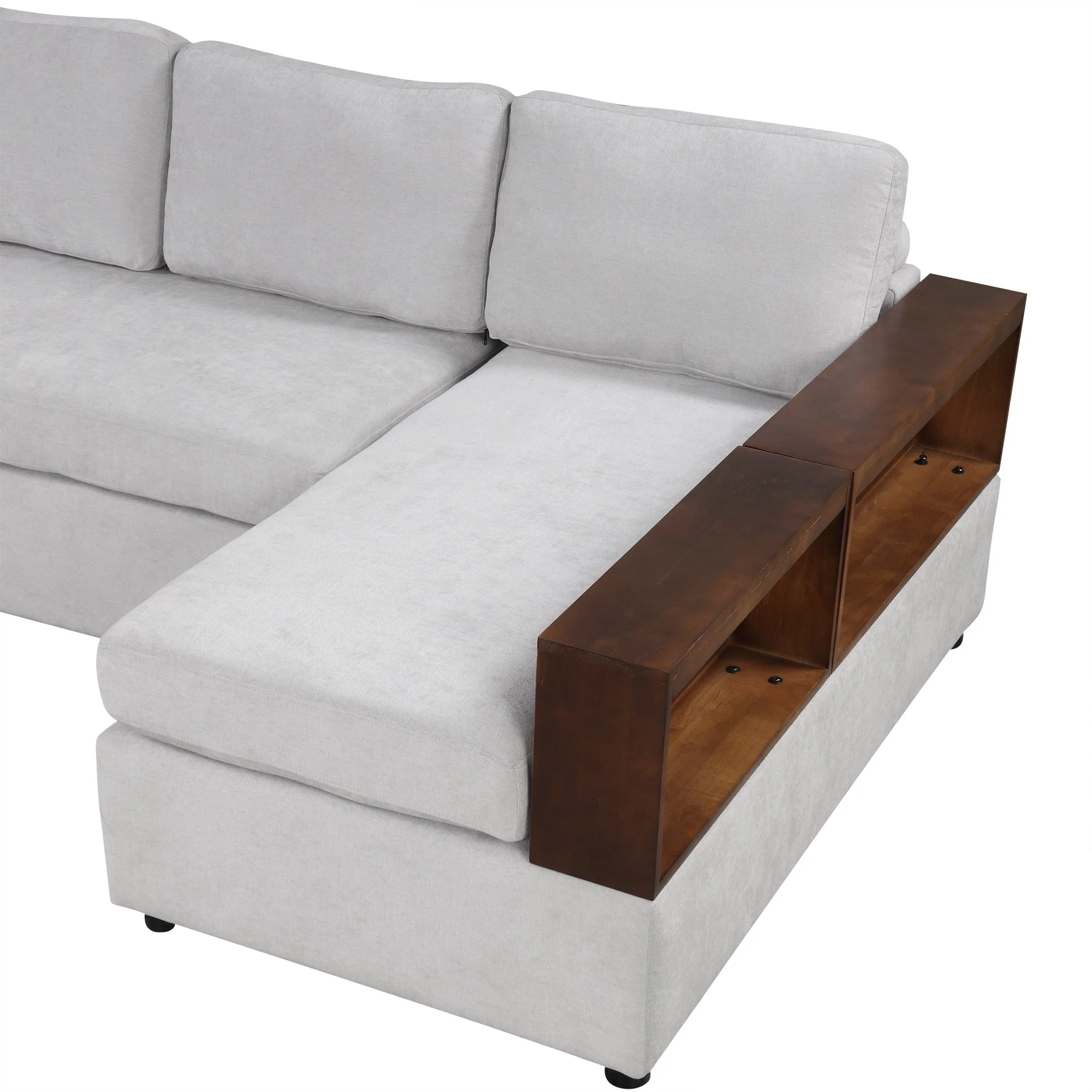 87.4' Sectional Sofa with Reversible Armrests Gray Chenille Upholstery - Image 20