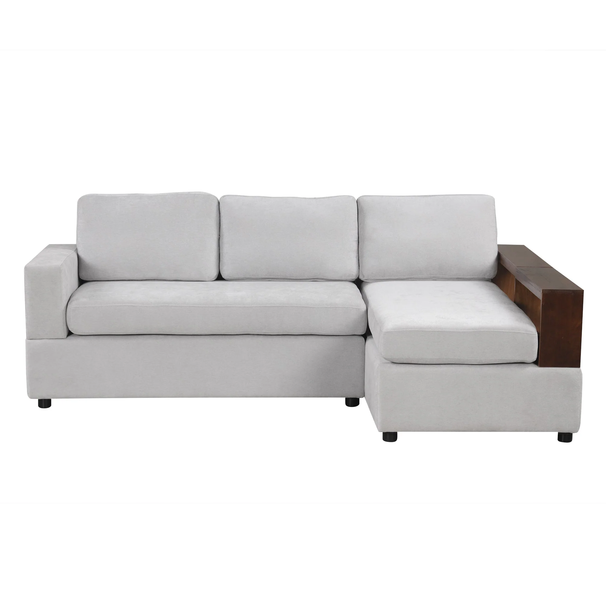 87.4' Sectional Sofa with Reversible Armrests Gray Chenille Upholstery - Image 9