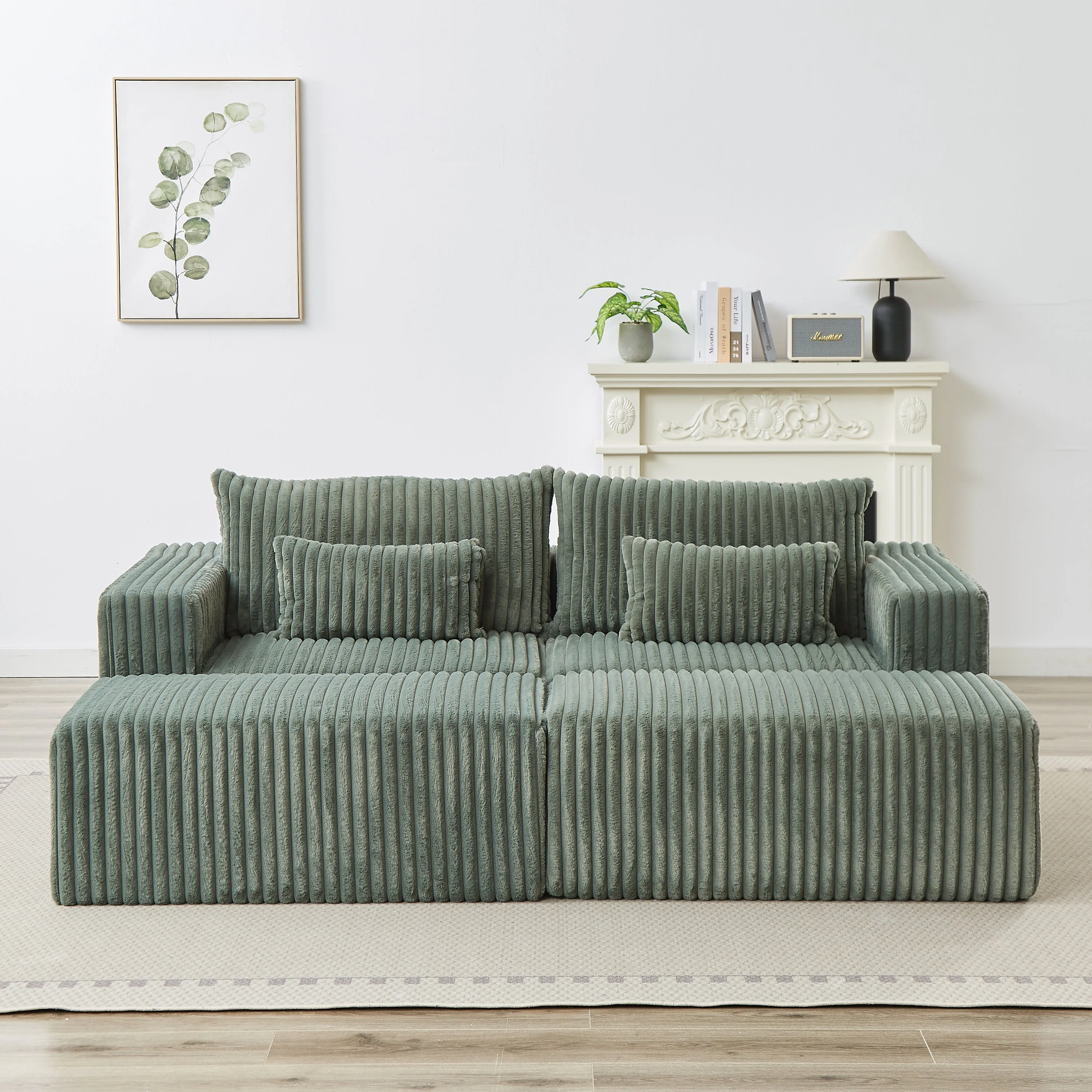 87' Oversized Sectional Lounge Chaise with Plush Corduroy Fabric - Image 11
