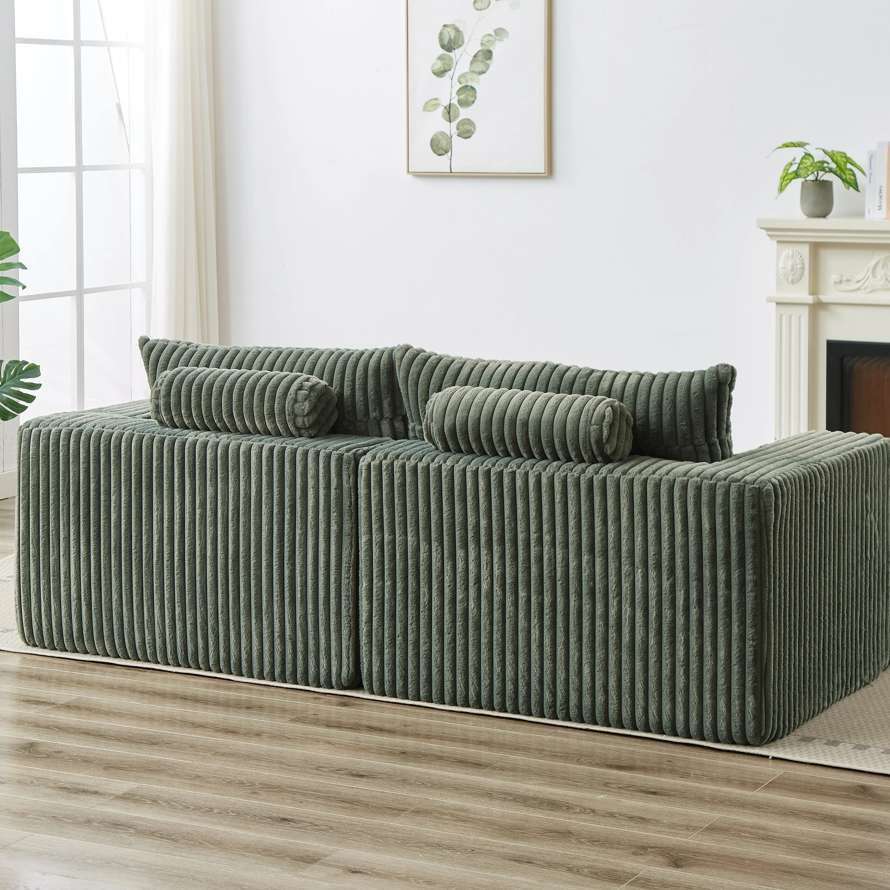 87' Oversized Sectional Lounge Chaise with Plush Corduroy Fabric - Image 13