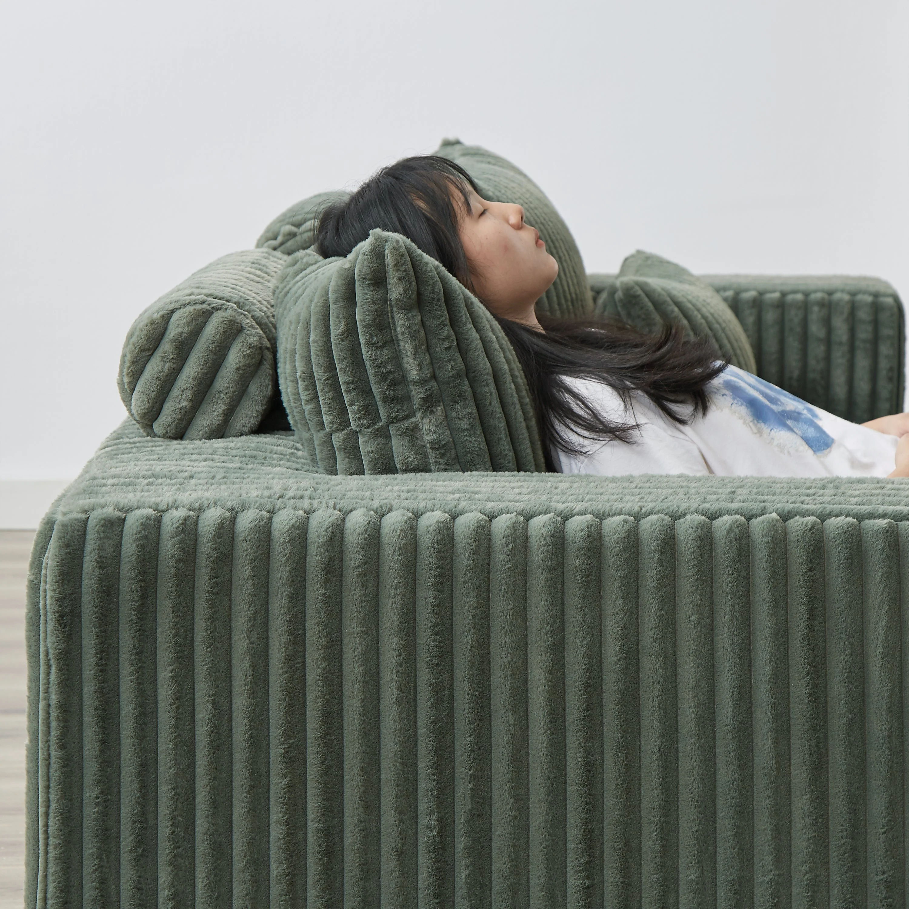 87' Oversized Sectional Lounge Chaise with Plush Corduroy Fabric - Image 14
