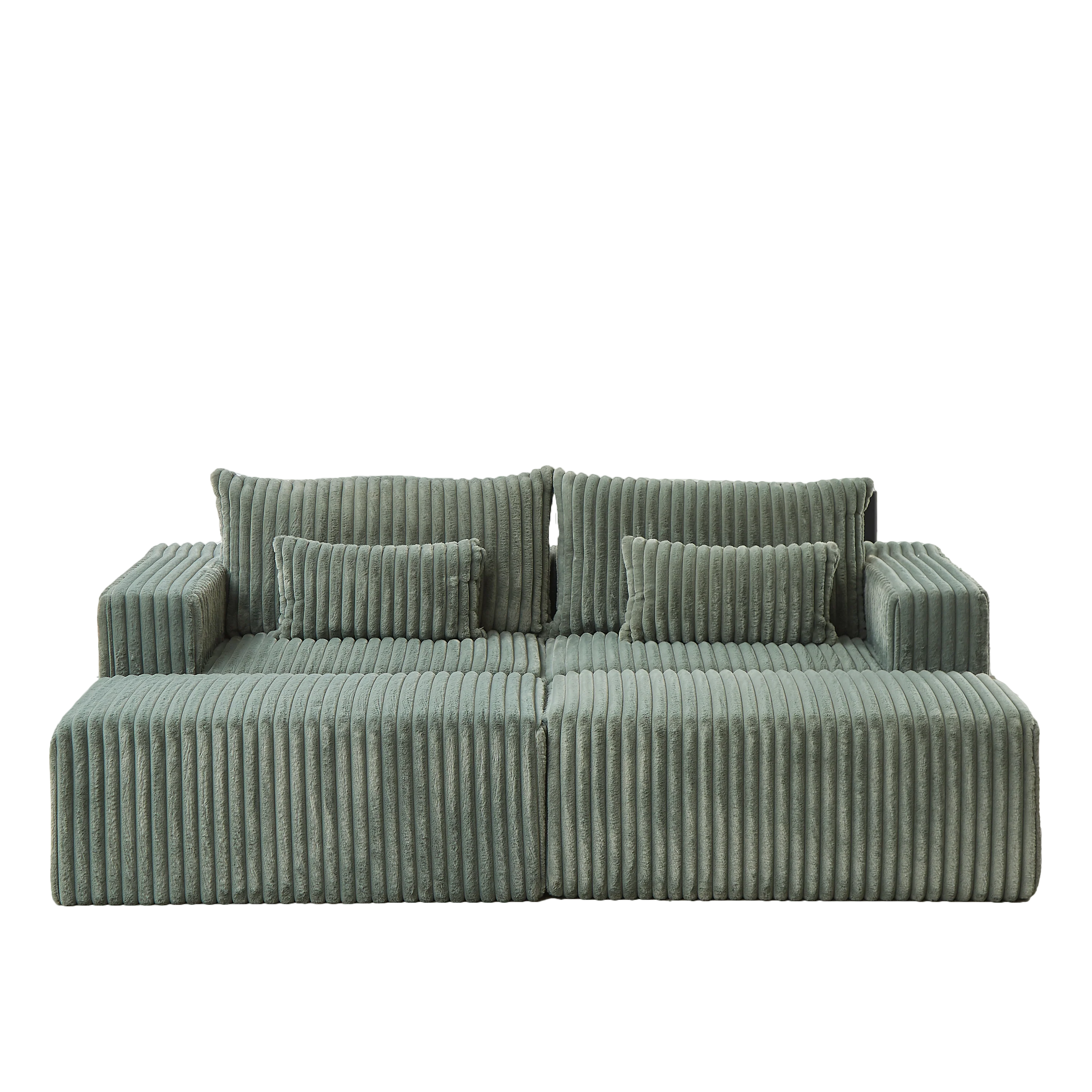 87' Oversized Sectional Lounge Chaise with Plush Corduroy Fabric - Image 2